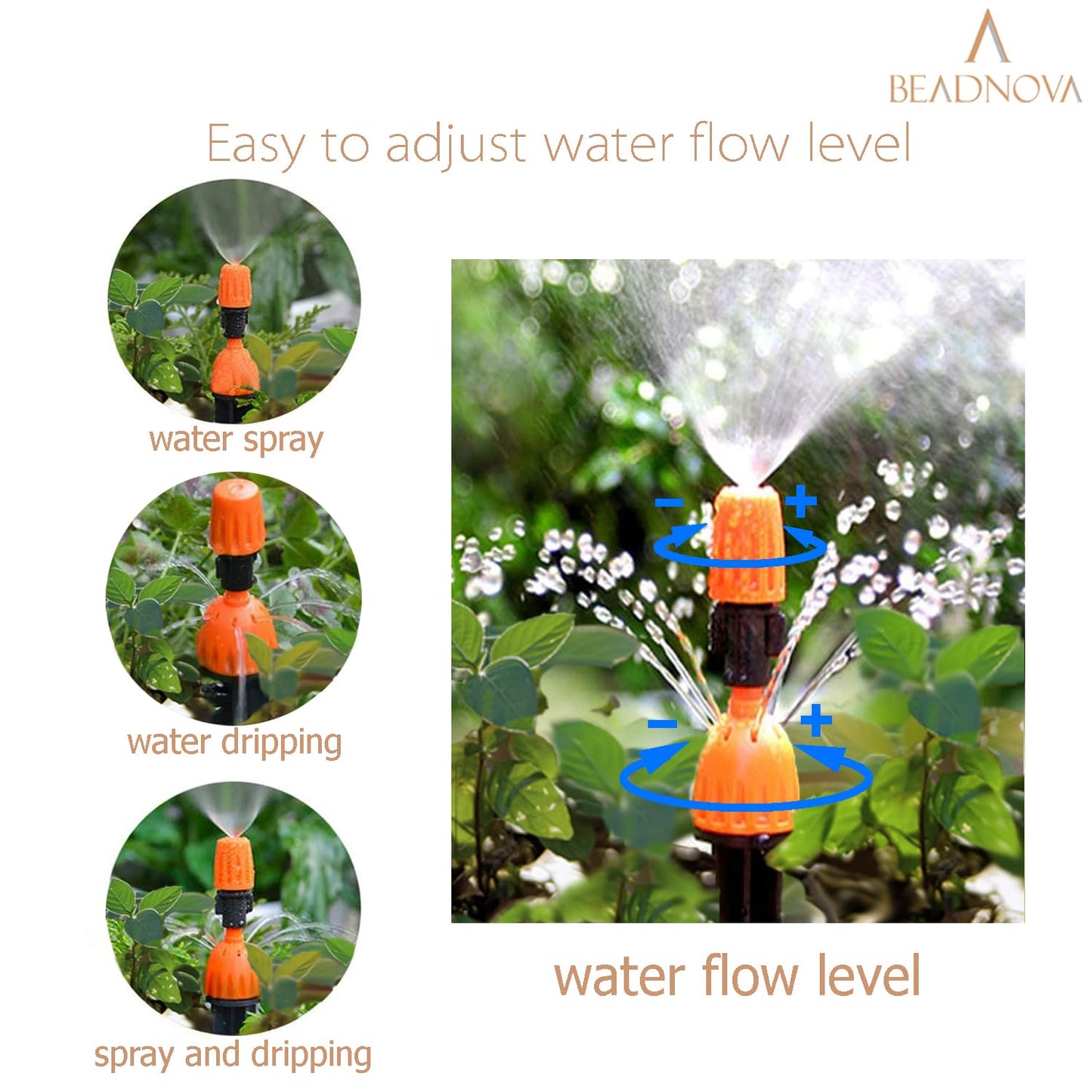 Irrigation Drippers 30pcs Drip Emitters for 1/4 Inch with Straight Coupling 360 Degree Micro Sprinkler Adjtable Drip Irrigation Heads Drippers for Garden Patio Lawn