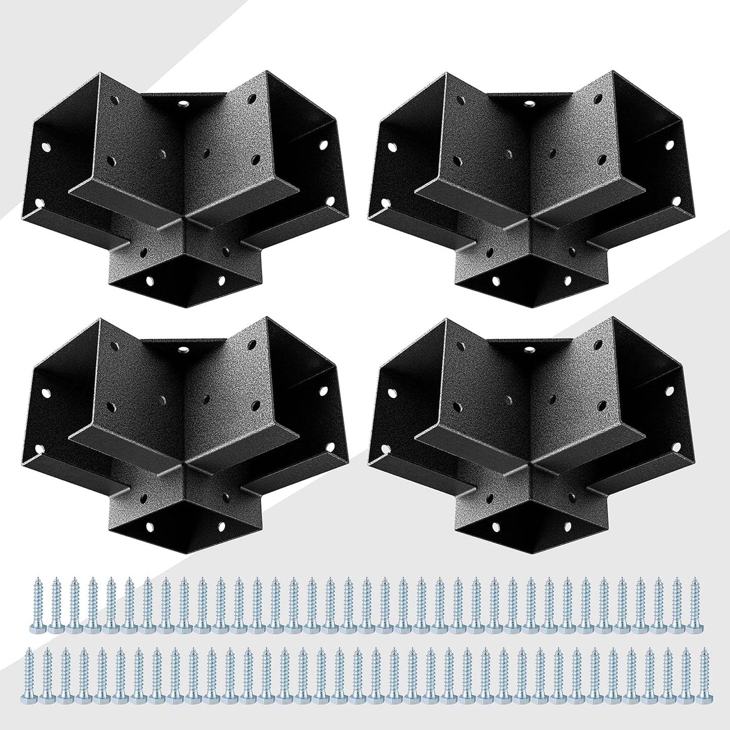 Pergola Kit Corner Brackets for 4x4(3.5inchx3.5inch) Wood Posts, Powder Coated Steel Made, 3-Way 90°Angle for Hunting Blind, Deer Stand