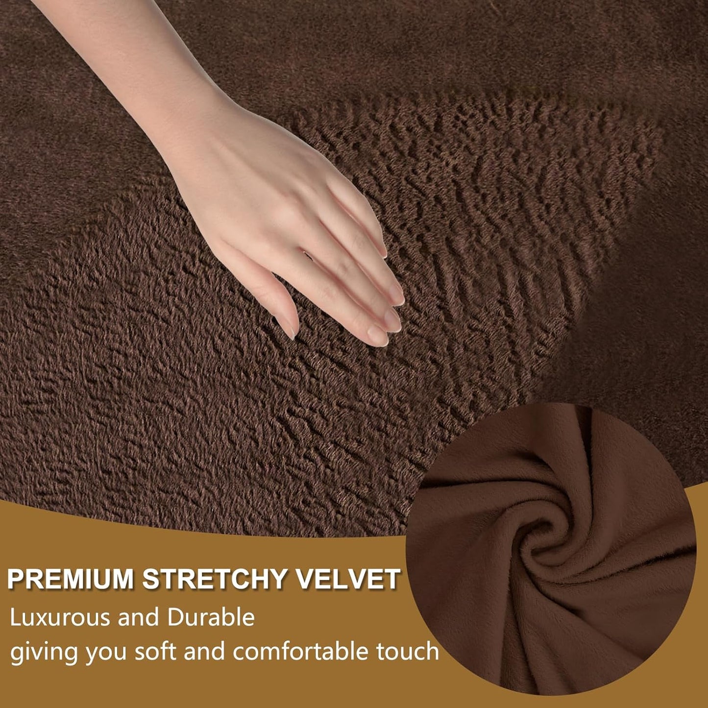 Velvet Sofa Cover Stretch Couch Covers for 3 Chion Furniture Protector Sofa Slipcover (Large, Chocolate)