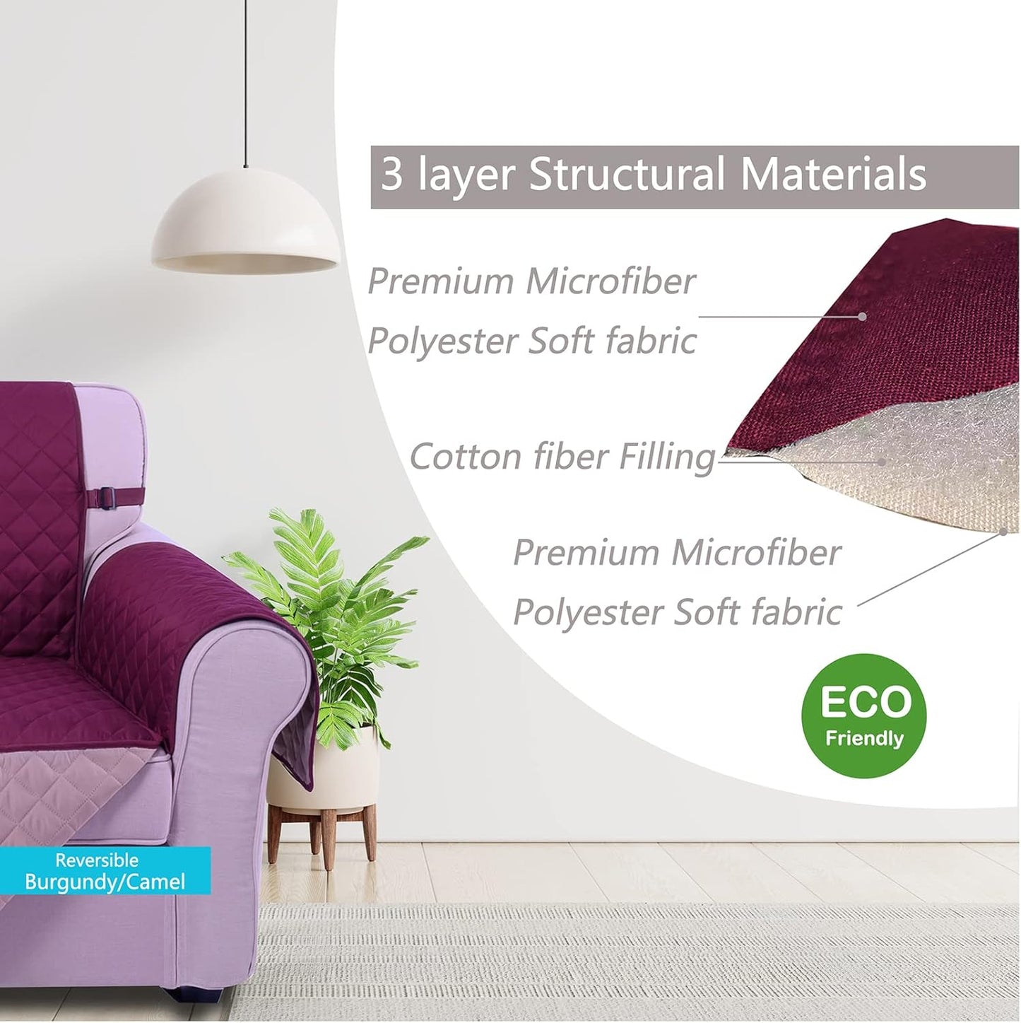 UNICE Home Reversible Sofa Cover Bundle XL Sofa Cover(Sofa+XL Sofa, Burgundy)