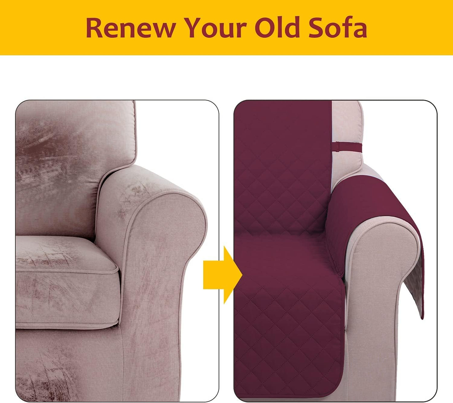 UNICE Home Reversible Sofa Cover Bundle XL Sofa Cover(Sofa+XL Sofa, Burgundy)