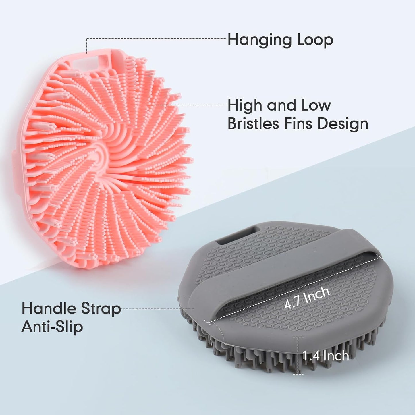 Silicone Body Scrubber with Foaming Effect, Food-Grade Safe, Pink, Soft Dense Bristles for Deep Cleansing