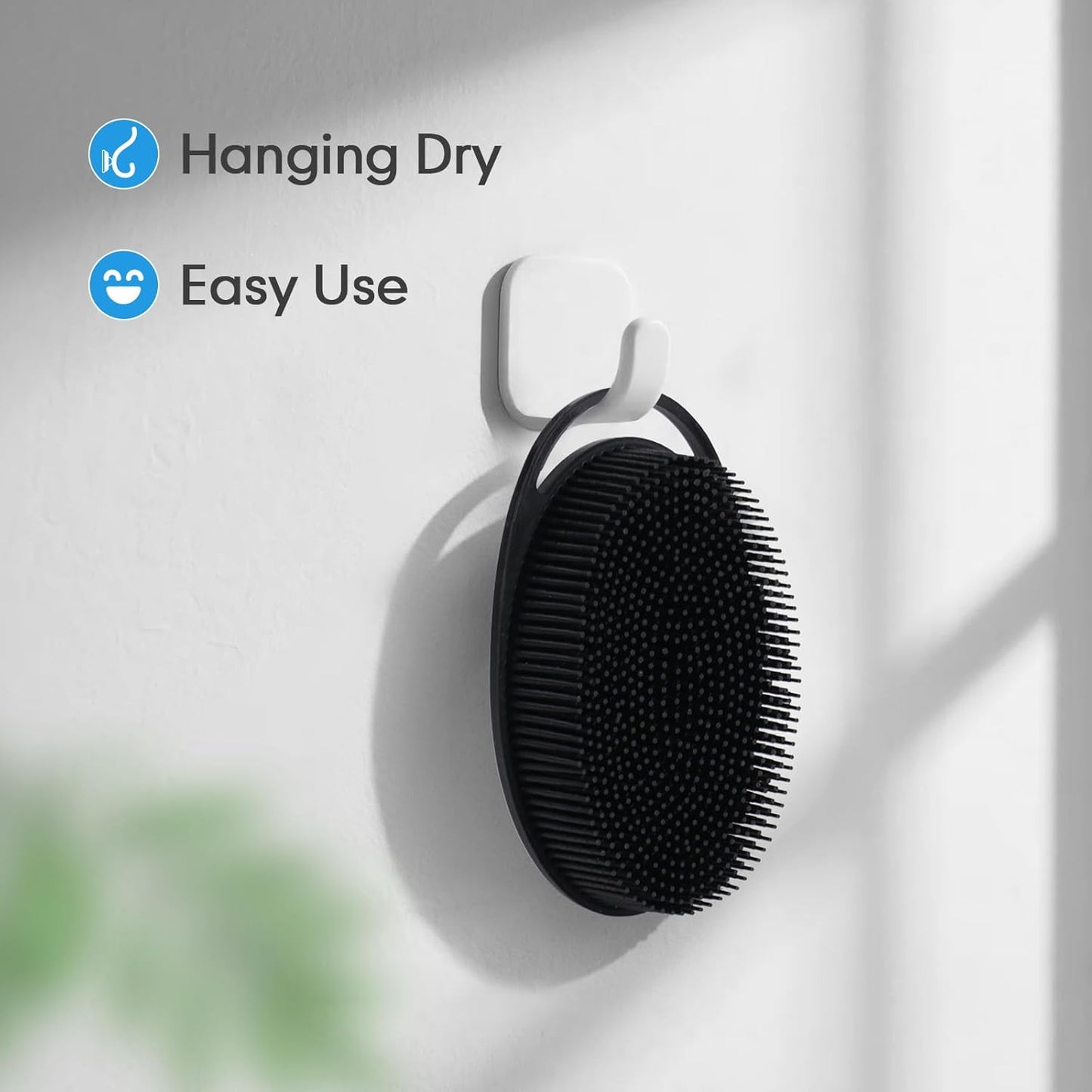 Silicone Body Scrubber for Shower, Dual-Sided Exfoliating Brh, Massage and Deep Cleanse, Black and Blue, 2 Pack