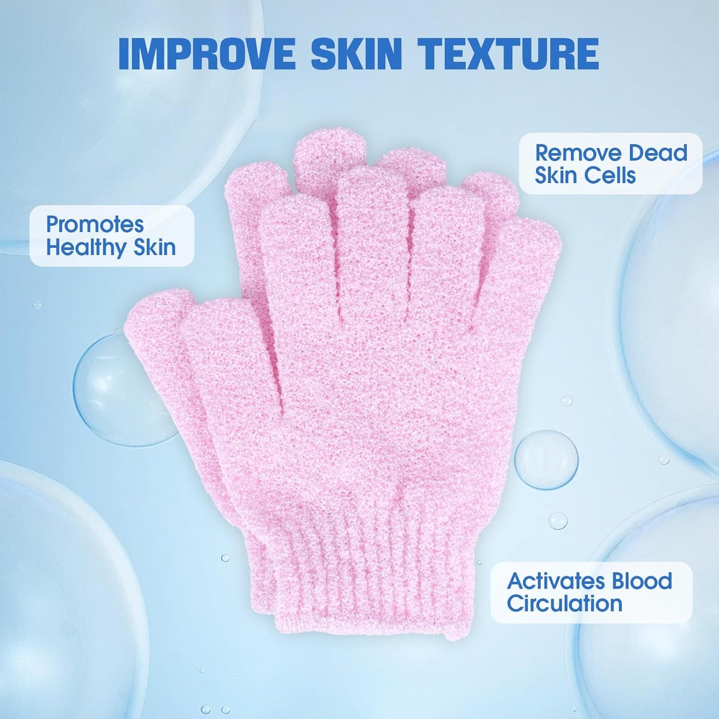 6 Pairs Exfoliating Bath Gloves Mitt Body Scrubber for Shower, Spa, Massage, Dead Skin Remover Bathing Accessories Women Men