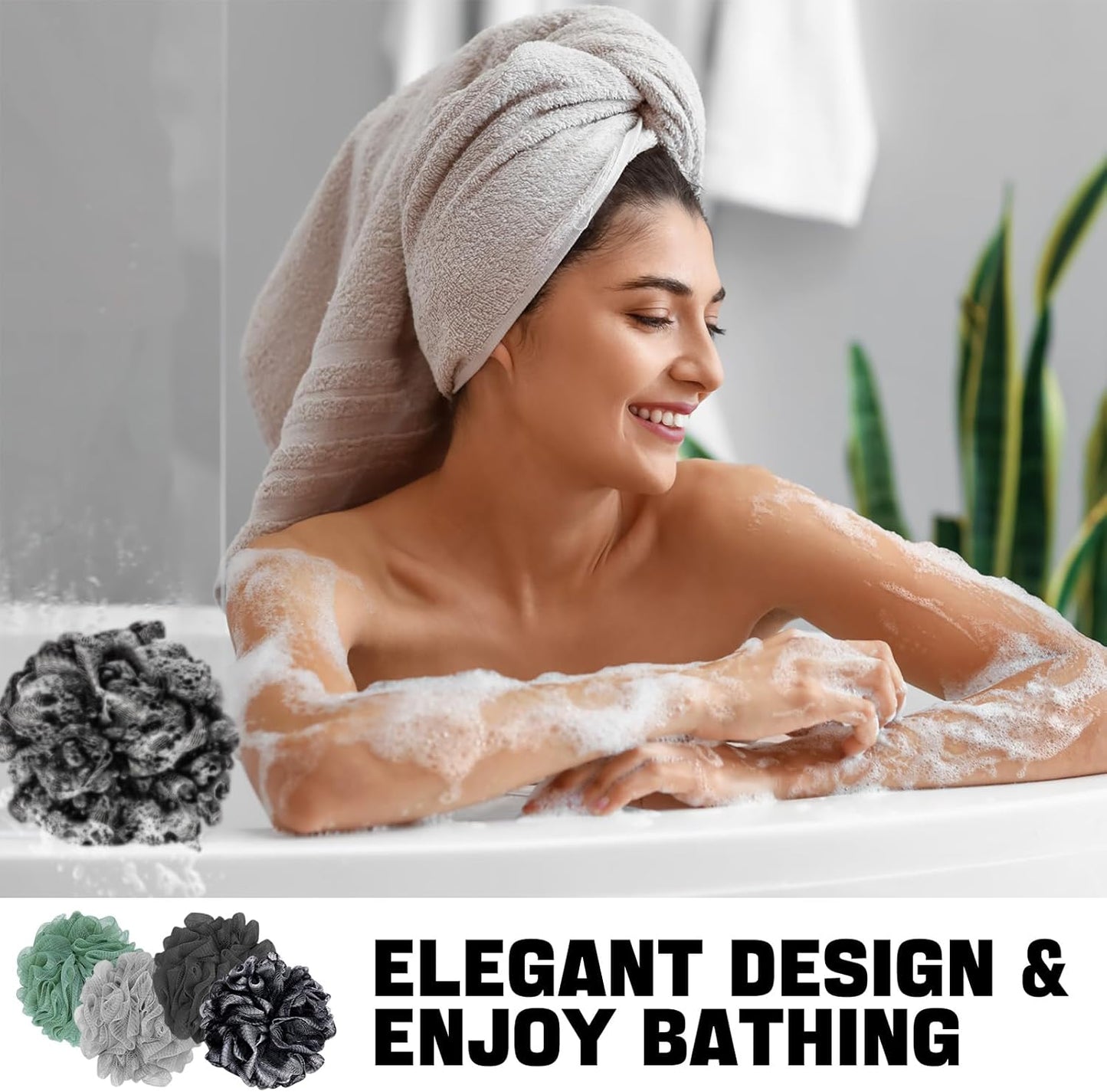 Loofah Bath Sponge Shower Loofa Bath Puff Body Scrubber Exfoliating Soft Premium 4 Pack