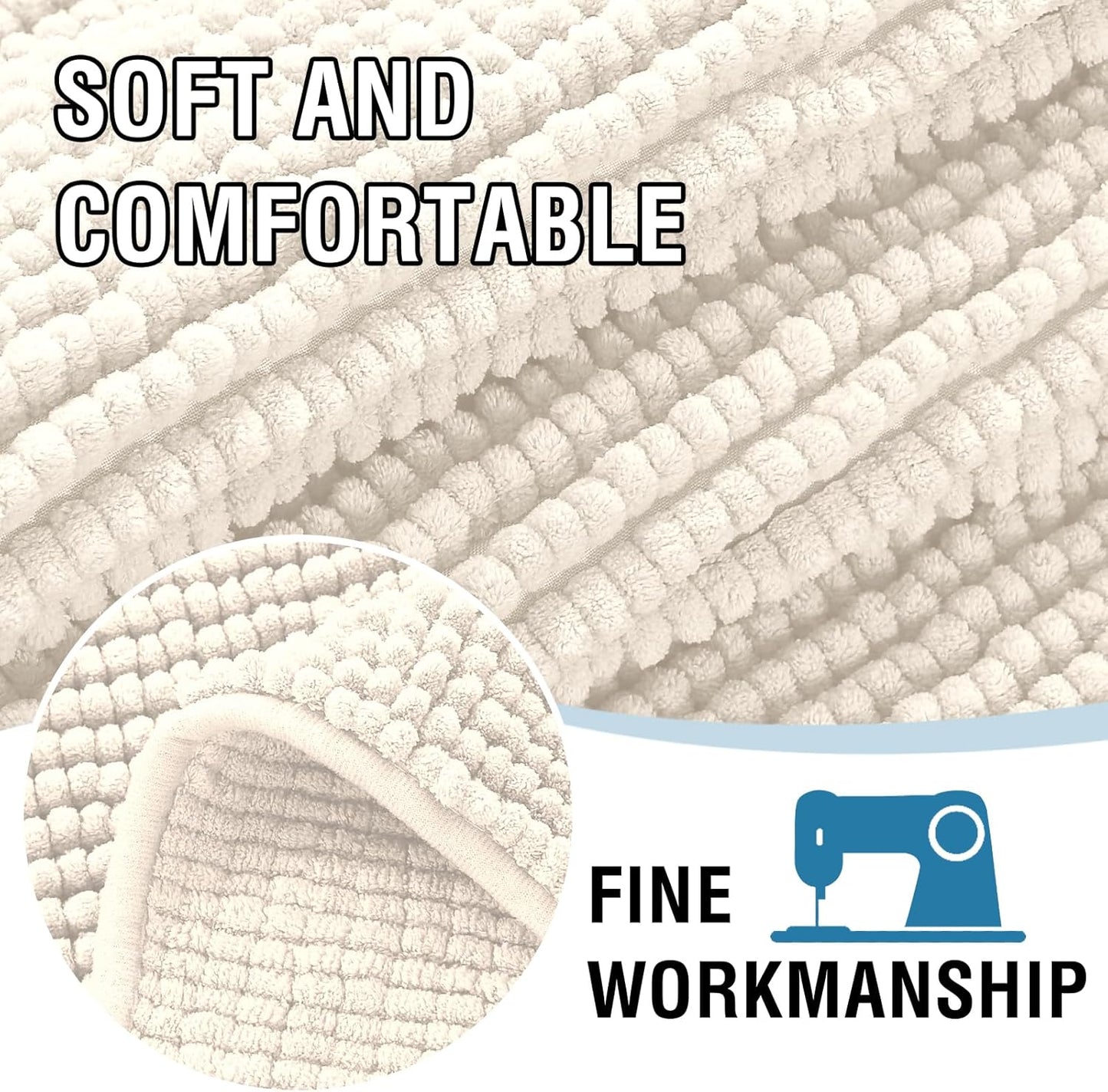 Plh Chenille Dog Bed Cover Thick Soft Sofa Cover for 3 Chion Couch Anti Slip Couch Cover Furniture Protector for Dog, Pet, Cat (35" x 74", Ivory)