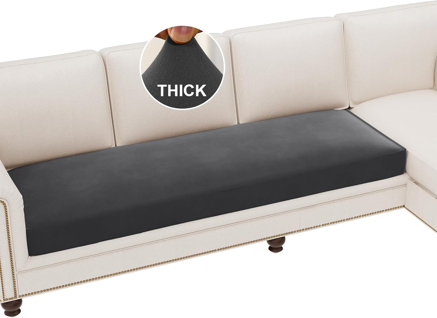Fleece Couch Chion Covers Stretch Couch Covers for 3 Chion Couch Sofa Thick and Soft Couch Covers Washable (3 Seater Chion Cover, Grey)