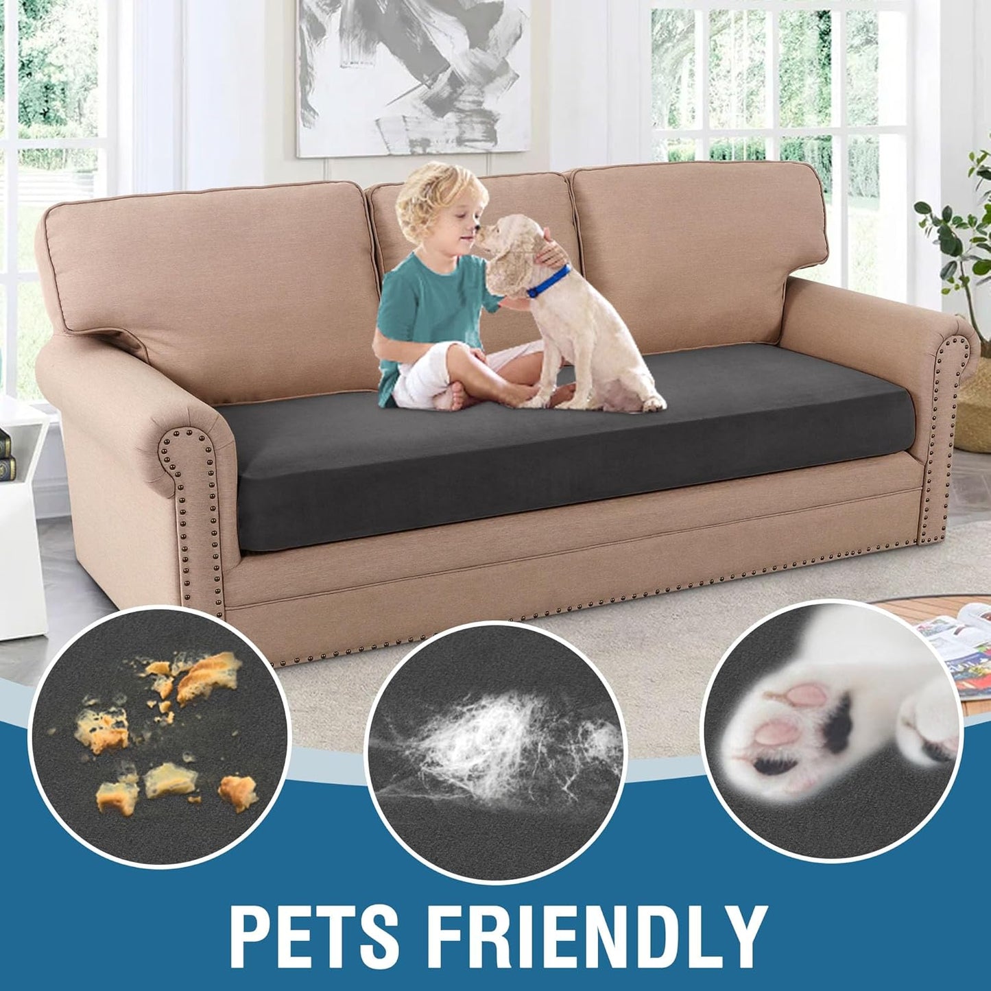 Fleece Couch Chion Covers Stretch Couch Covers for 3 Chion Couch Sofa Thick and Soft Couch Covers Washable (3 Seater Chion Cover, Grey)
