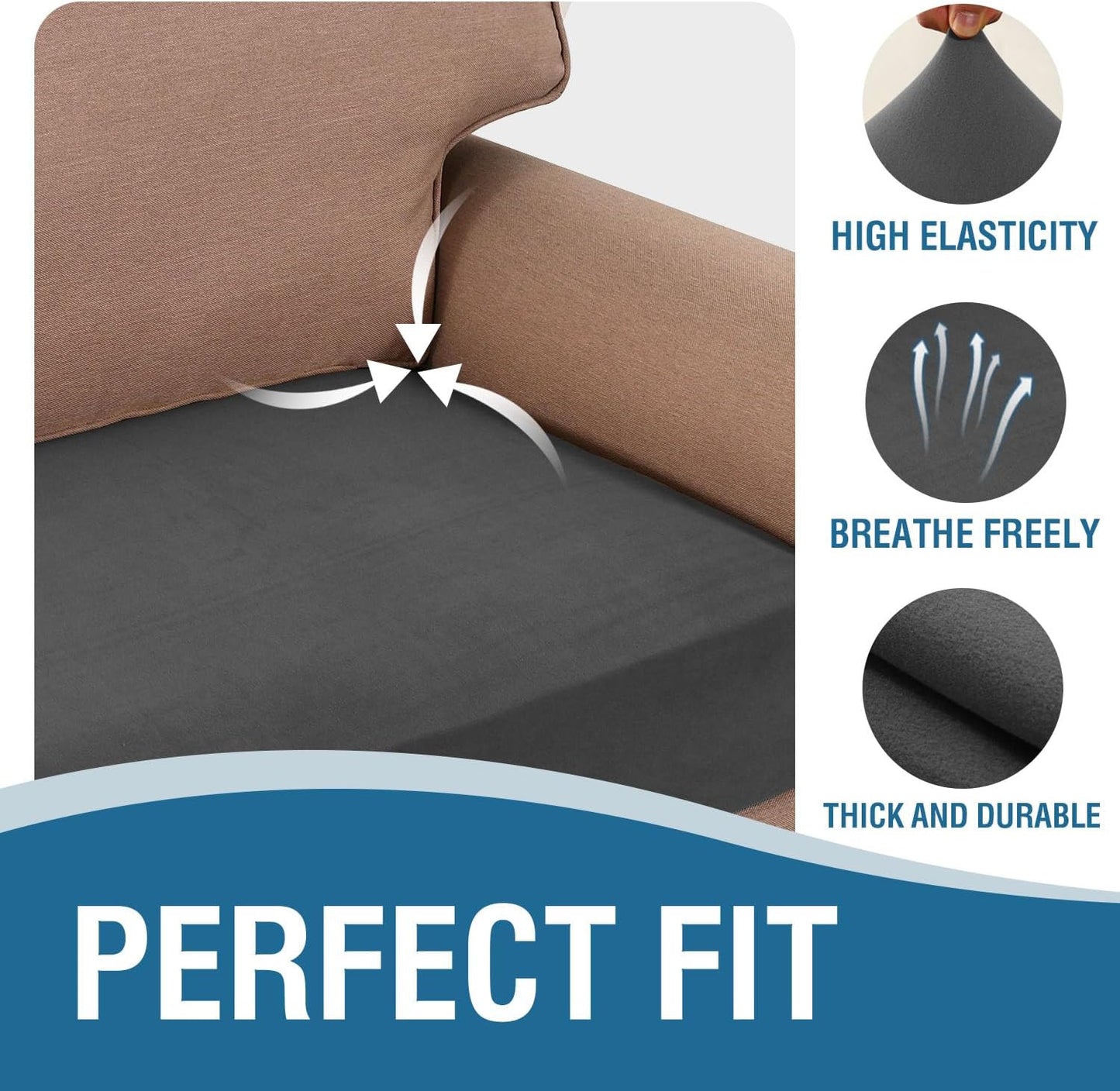 Fleece Couch Chion Covers Stretch Couch Covers for 3 Chion Couch Sofa Thick and Soft Couch Covers Washable (3 Seater Chion Cover, Grey)