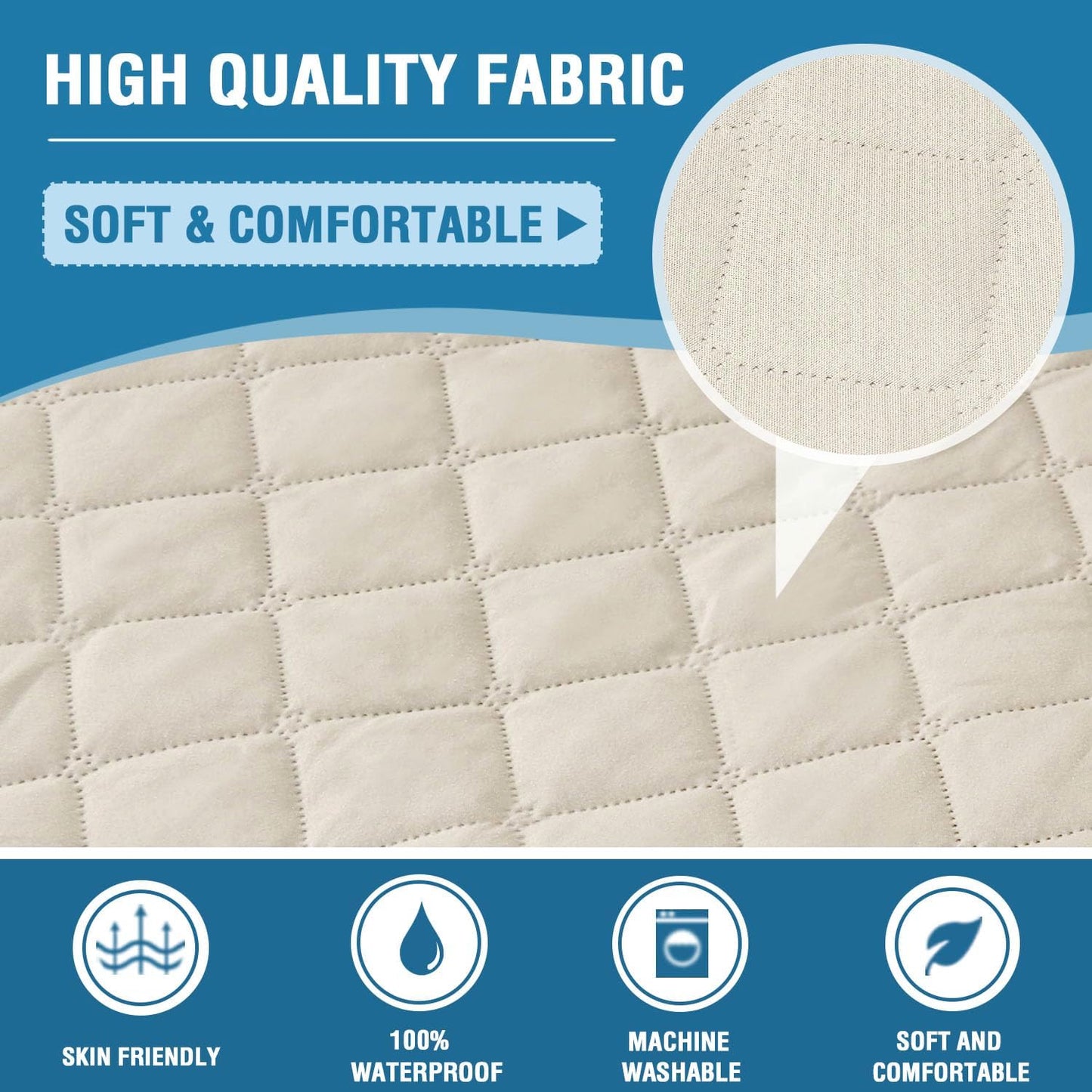 100% Waterproof Couch Covers for Sectional Sofa 2-Piece Couch Covers Sectional Couch Cover L Shaped for Dogs Non Slip (Left Chaise Lounge Cover + 3 Seat Sofa Cover, Coconut Milk)