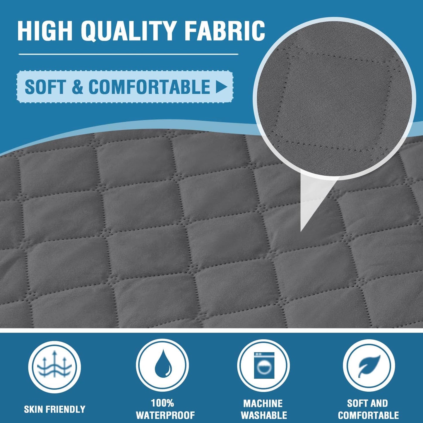 100% Waterproof Sectional Couch Covers L Shape Sofa Cover 2-Piece Couch Slipcover with Chaise Cover Durable Furniture Protector for Pets Dog Cat(Right Chaise + 3 Seat Sofa, Rocket Gray)
