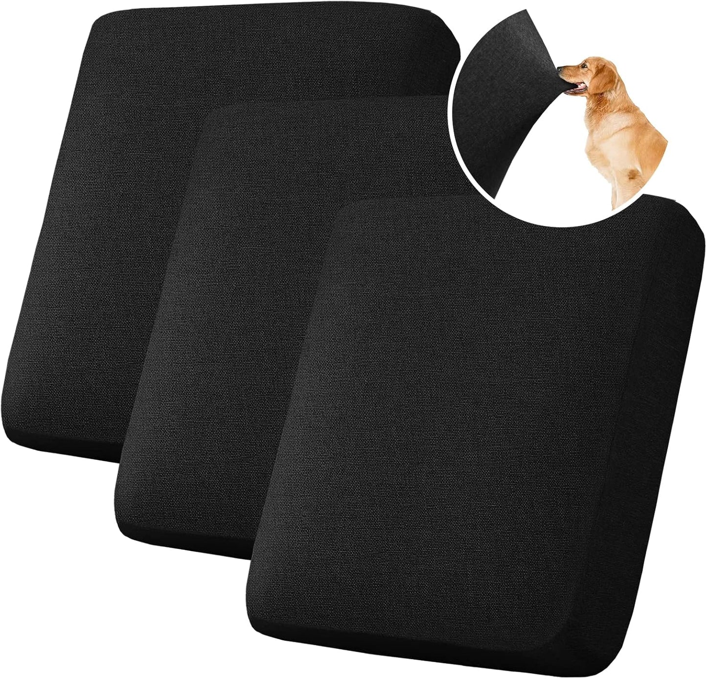 Water Resistant Woven Linen Look Couch Chion Covers Sofa Chion Covers for 3 Chion Couch Individual Seat Chion Covers Chion Protector Slipcovers (3 Pack,Heather Black)