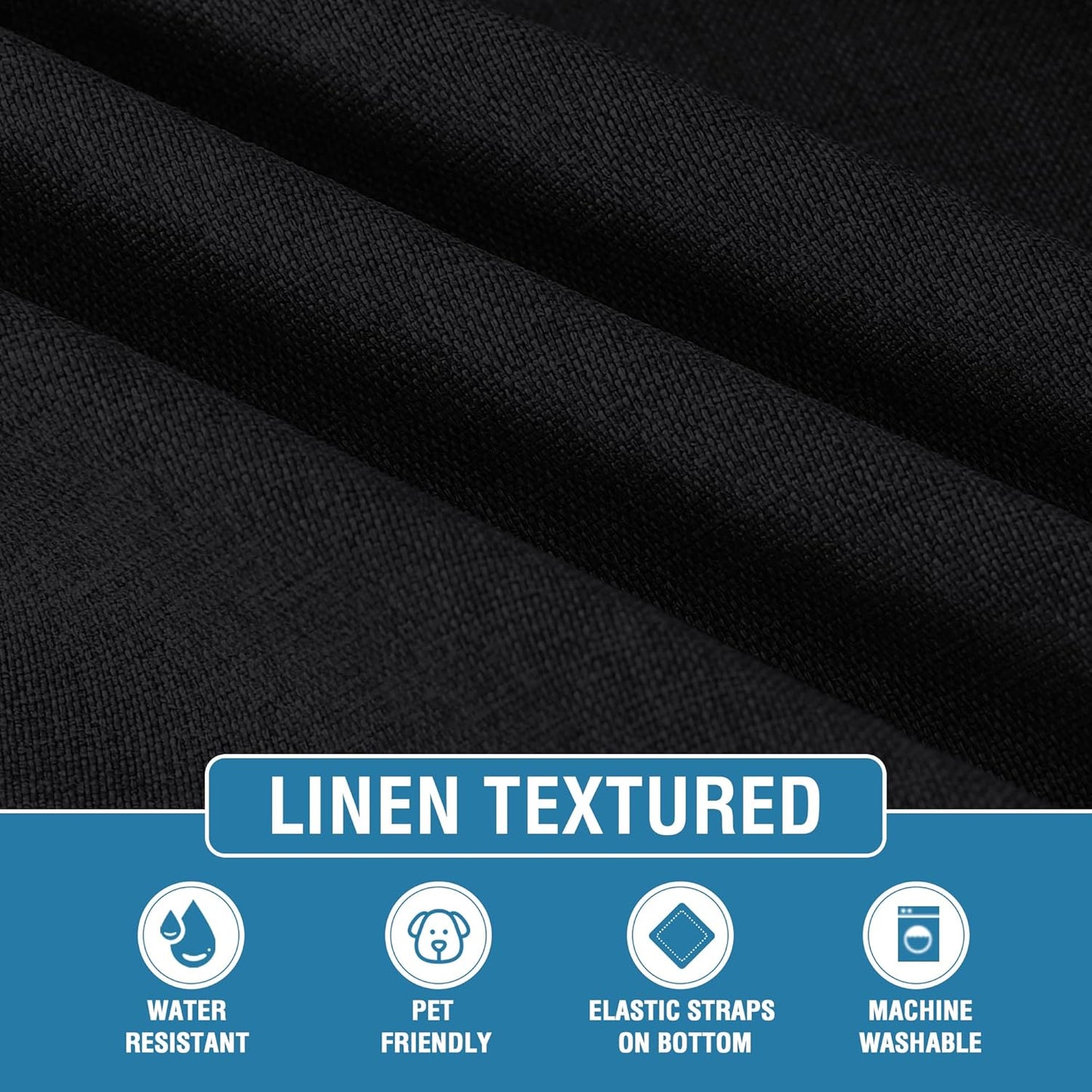 Water Resistant Woven Linen Look Couch Chion Covers Sofa Chion Covers for 3 Chion Couch Individual Seat Chion Covers Chion Protector Slipcovers (3 Pack,Heather Black)