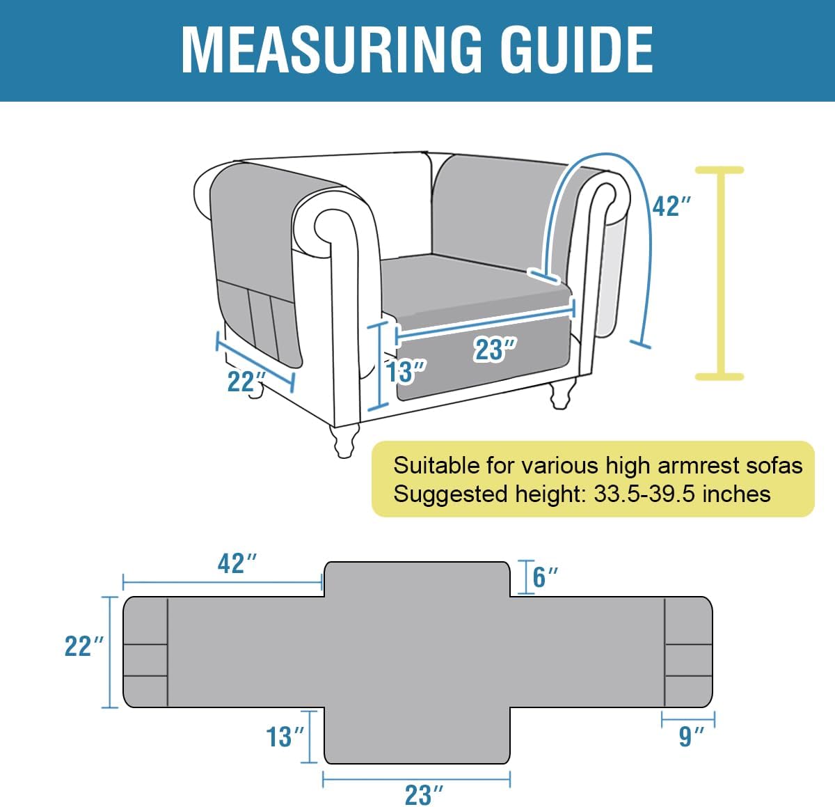 100% Waterproof Chair Slipcover Armchair Covers with Extra Long Armrest Cover Traditional Chesterfield Furniture Protector Cover for Pets Kids Children Dog Cat(Chair, Lily Pad/Beige)