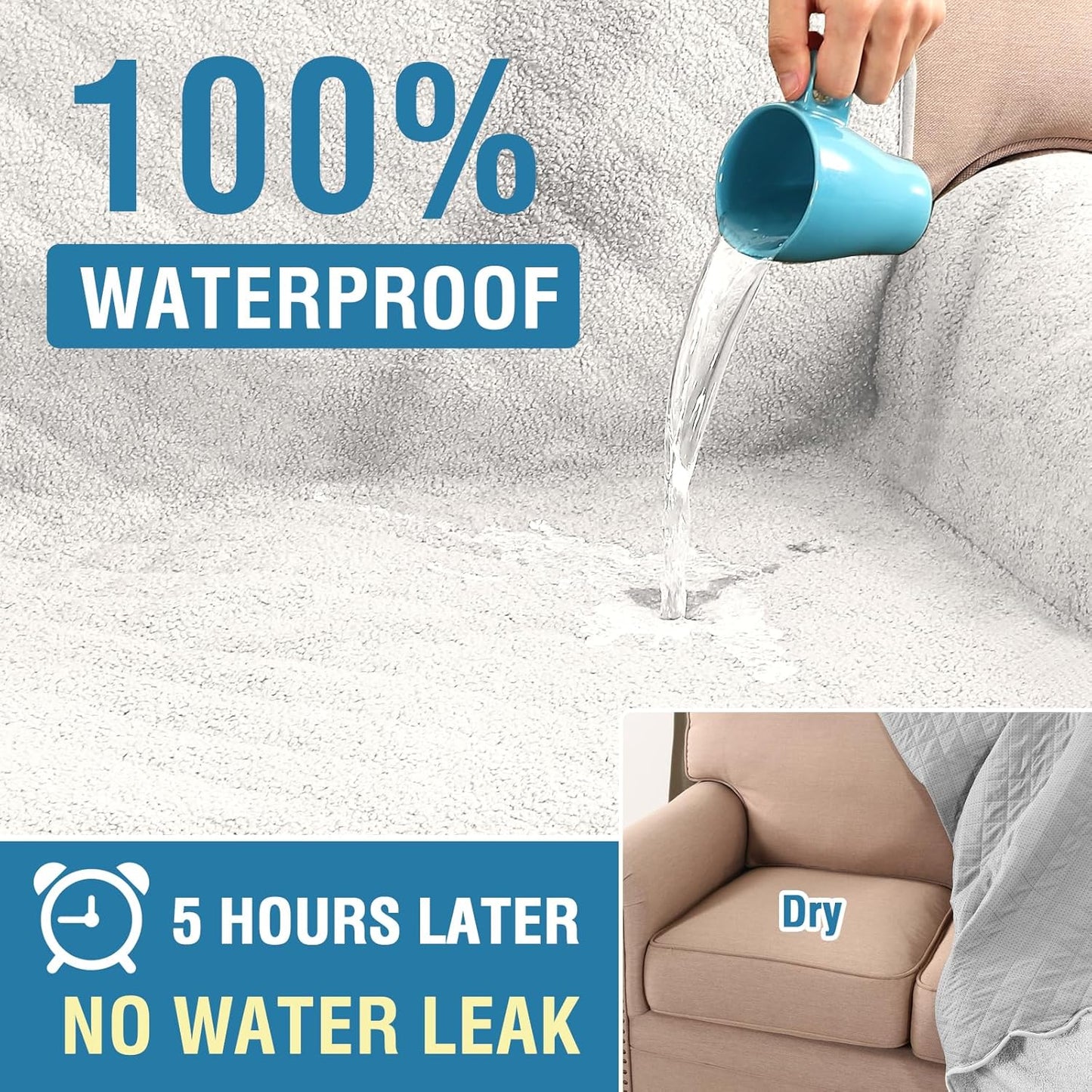 Waterproof Quilted Couch Covers Non Slip Sofa Covers Protector Slipcovers for Dogs Couch Covers for 3 Chion Couch Pet Furniture Protector Modern Fleece Fabric (Sofa,Natural White)