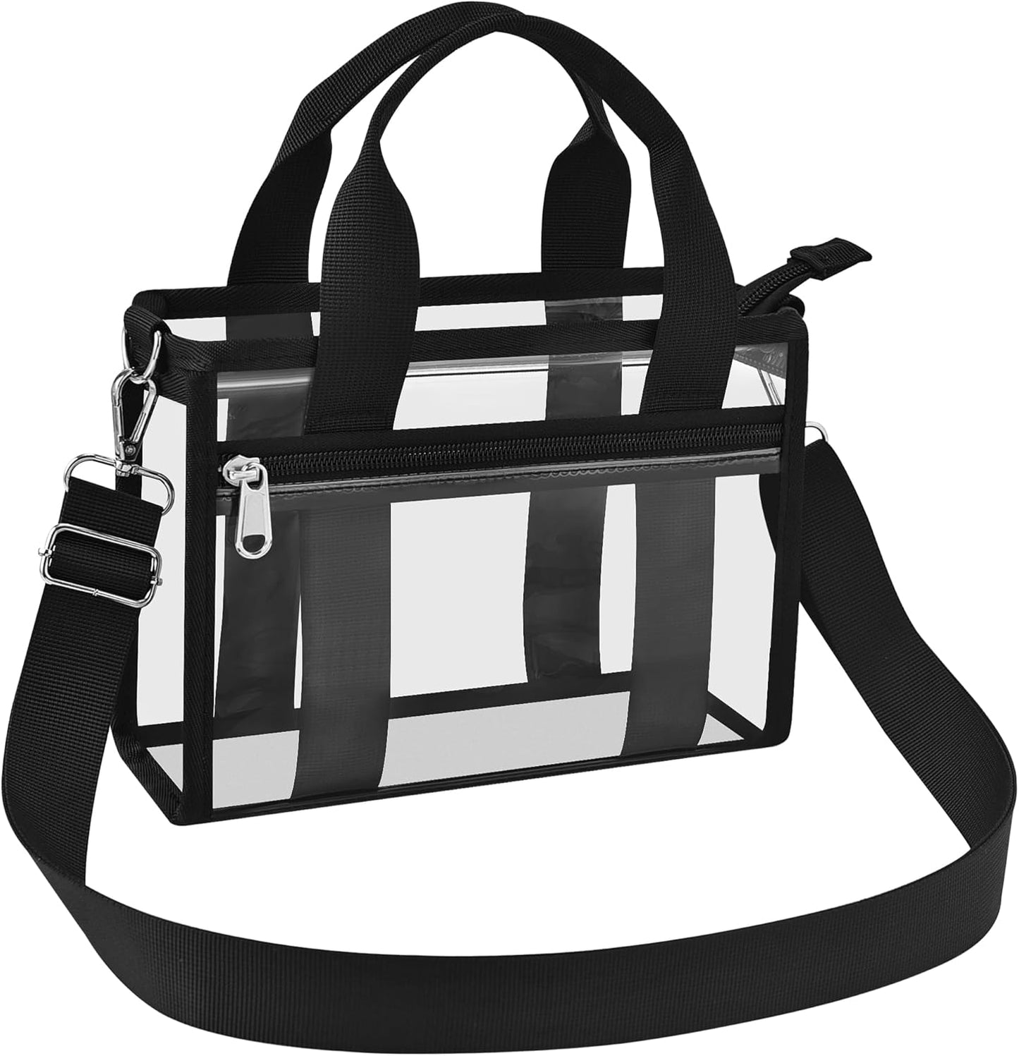 Clear Tote Bag for Women, Transparent PVC Top Handle Handbag with Shoulder Strap, Durable Clear Bag for Daily e, Events | Stadium Approved