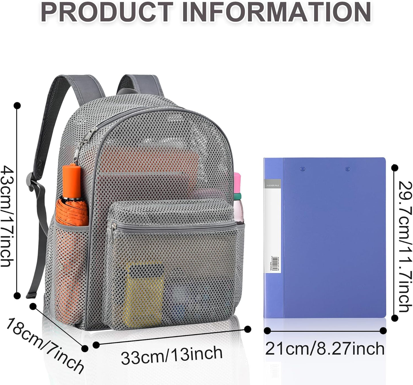 Duty Mesh Backpacks for Adults,See Through Backpack for Swimming Work Outdoor, Diving Backpack Carry Portable Oxygen Concentrators (Grey)
