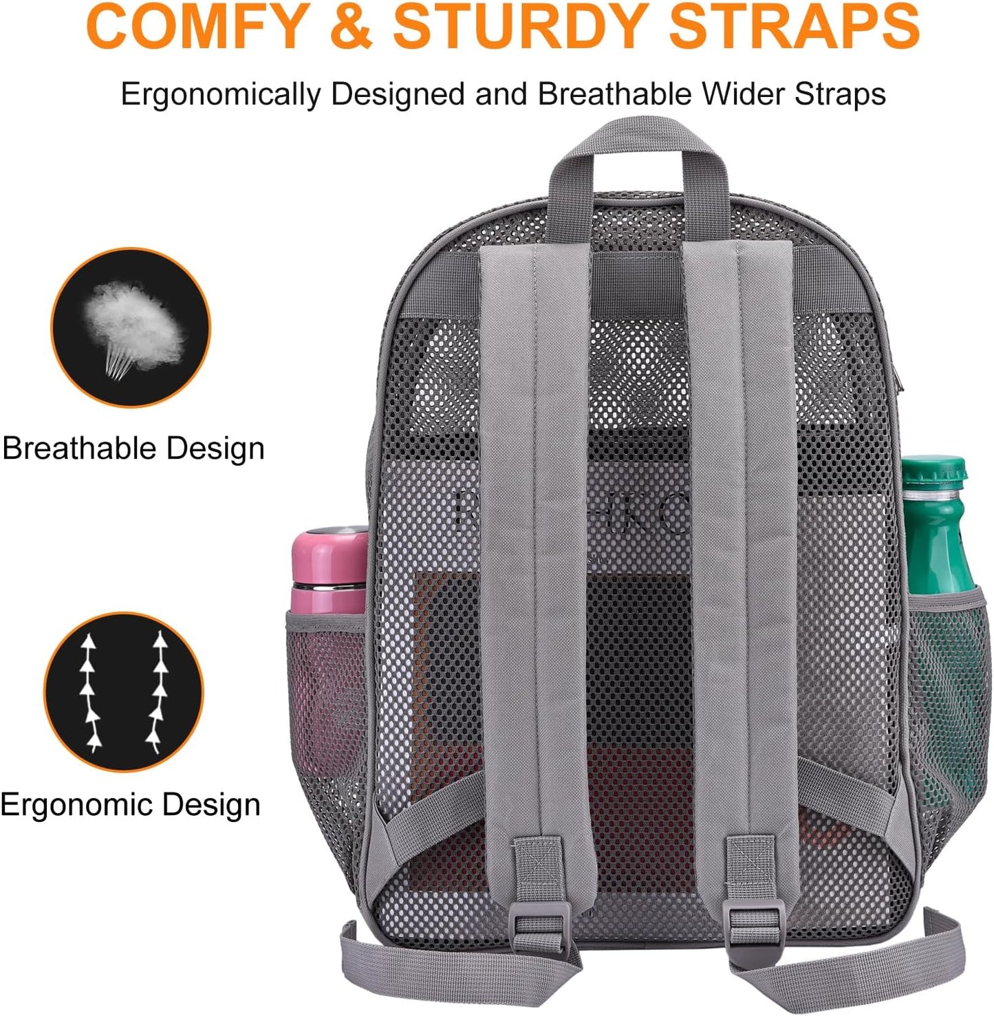 Duty Mesh Backpacks for Adults,See Through Backpack for Swimming Work Outdoor, Diving Backpack Carry Portable Oxygen Concentrators (Grey)