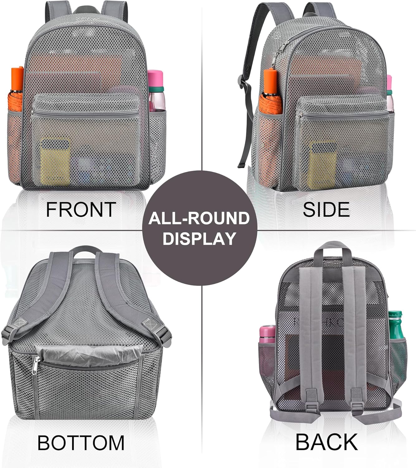 Duty Mesh Backpacks for Adults,See Through Backpack for Swimming Work Outdoor, Diving Backpack Carry Portable Oxygen Concentrators (Grey)