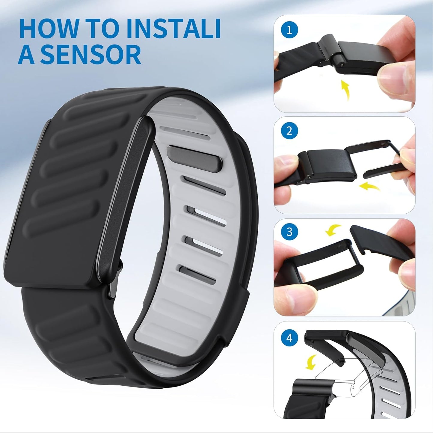 Comfort Durable Silicone Wristband Compatible with WHOOP 4.0 Band, Soft Silicone Sports Loop Strap for Men & Women, with U Shapped Connector