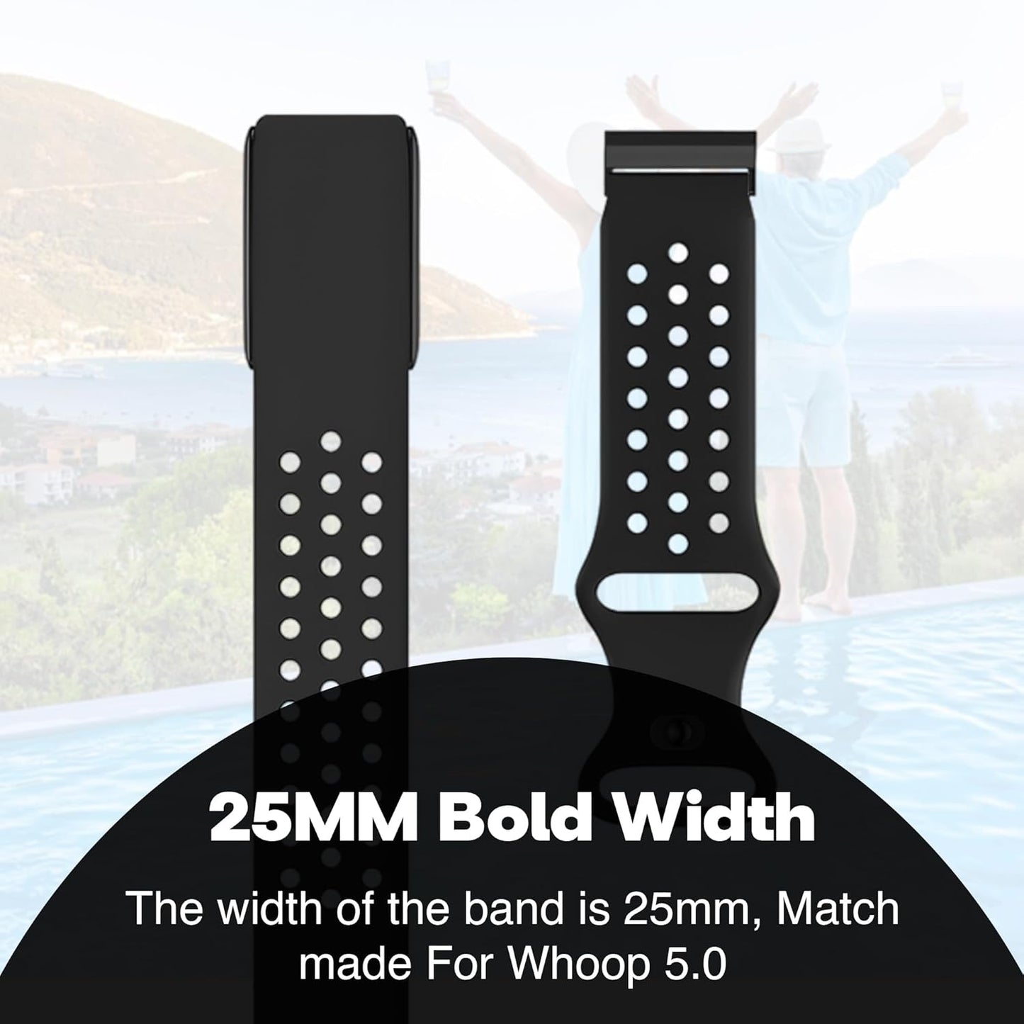 Whoop 5.0 Compatible Silicone Strap – Adjtable Sport-Inspired Band, Breathable & Lightweight Replacement Wristband for Men & Women