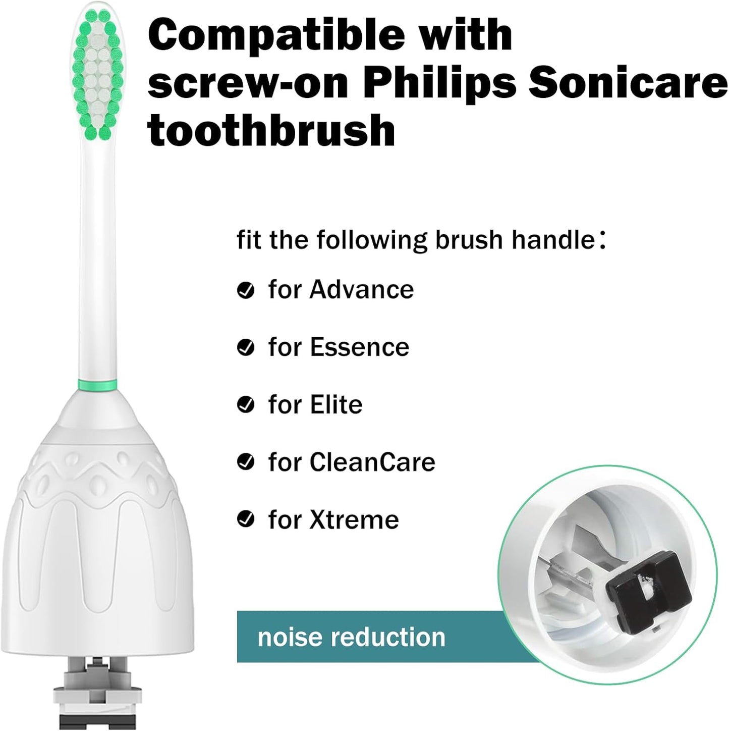Toothbrh Heads for Philips Sonicare Replacement Brh Heads Medium Soft Dupont Bristles Electric Toothbrh Replacement Heads Fit E-Series Essence Xtreme Elite Advance and CleanCare, 6 Pack