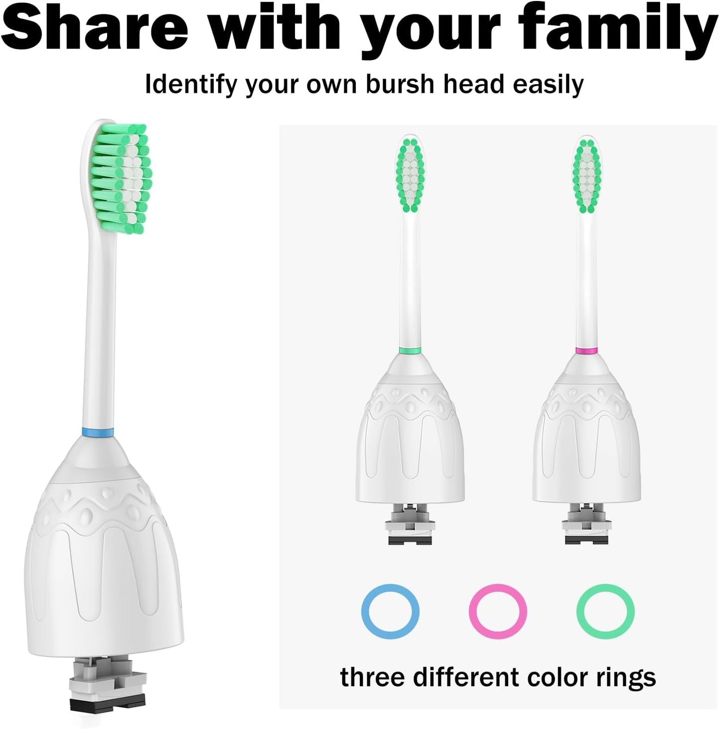 Toothbrh Heads for Philips Sonicare Replacement Brh Heads Medium Soft Dupont Bristles Electric Toothbrh Replacement Heads Fit E-Series Essence Xtreme Elite Advance and CleanCare, 6 Pack