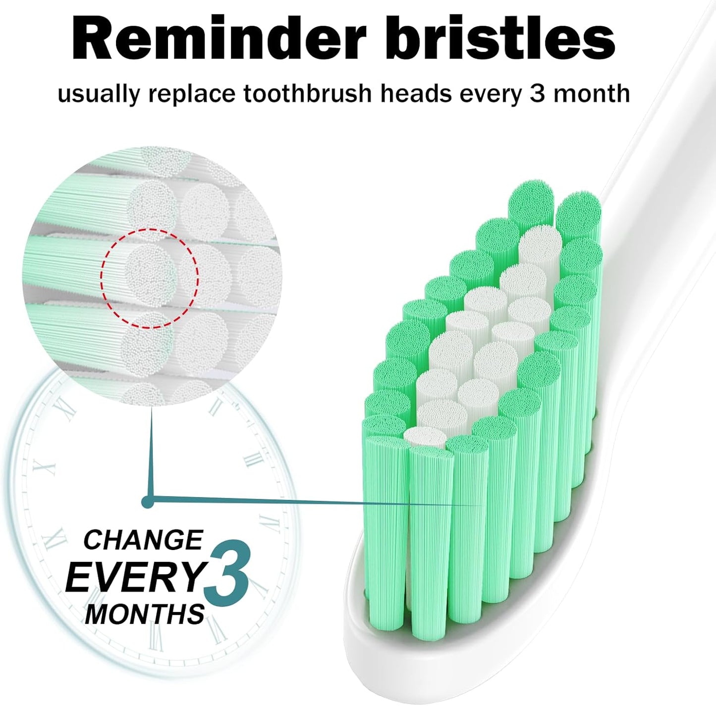 Toothbrh Heads for Philips Sonicare Replacement Brh Heads Medium Soft Dupont Bristles Electric Toothbrh Replacement Heads Fit E-Series Essence Xtreme Elite Advance and CleanCare, 6 Pack