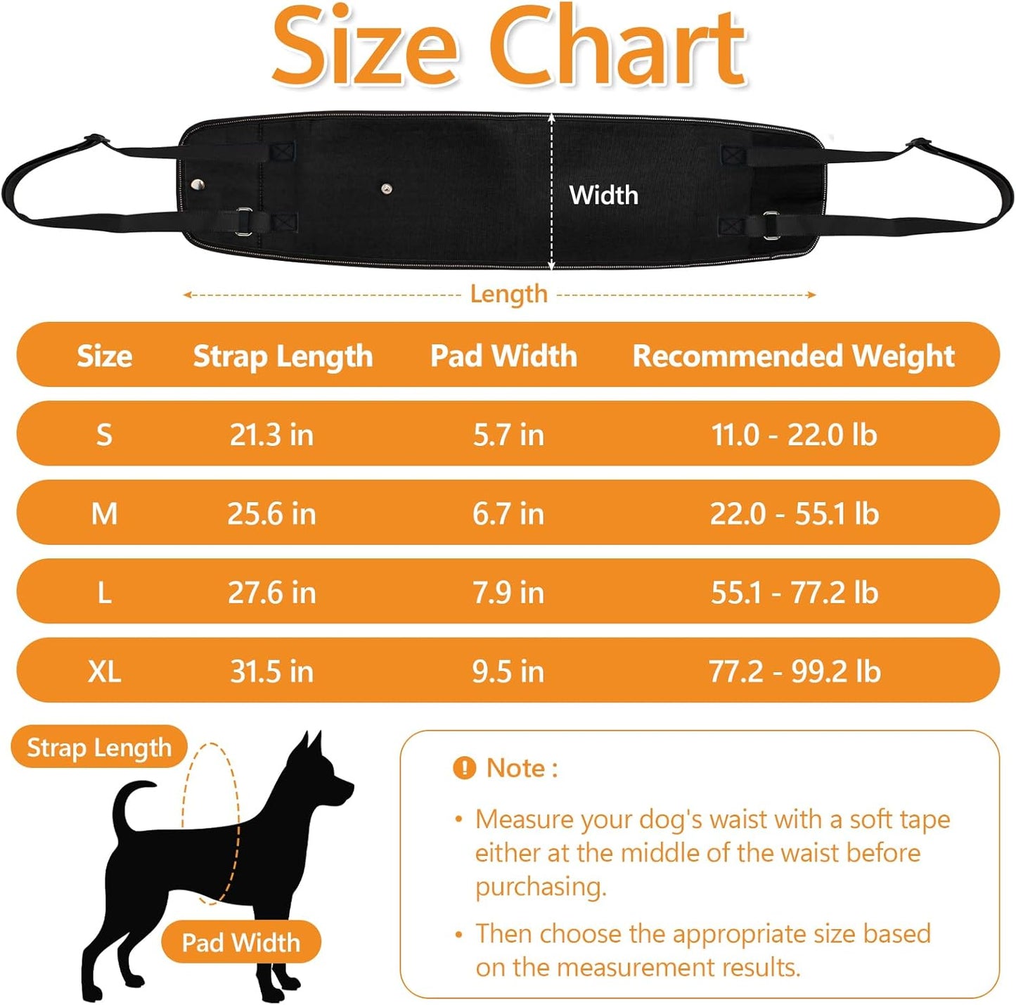 Dog Lift Harness Dog Sling for Large Dogs, Portable Dog Carrier Sling for Back Legs, Ajtable Hip Support Harness for Weak Rear Leg, Assist Senior Disabled Joint Injuried and After ACL