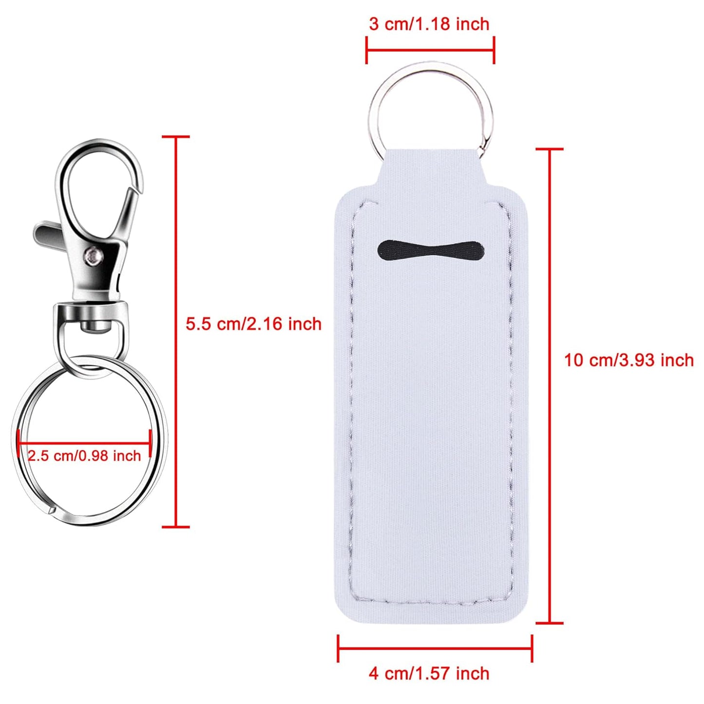 24 Pieces Chapstick Keychain Holder Lip Balm Holder Keychains Neoprene Lipstick Holder with 24 Pieces Metal Clip Cords for Purse Backpack