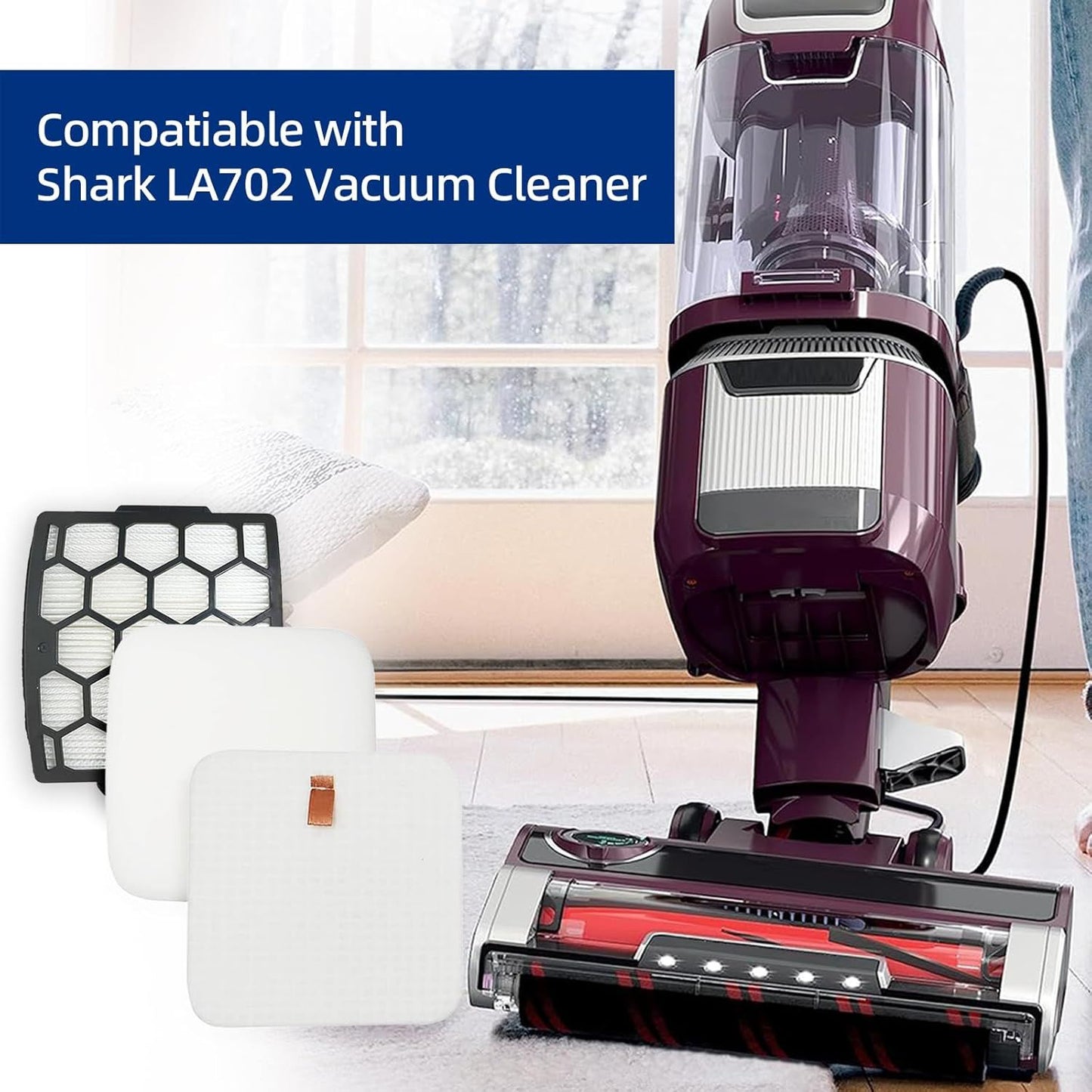 LA802 LA702 LA502 Filters Compatiable With Shark LA700, LA322,LA301,LA300, LA455, LA360 Rotator Lift-Away ADV DuoClean PowerFins Upright Vacuum - Part#XHF320 & XFFK320