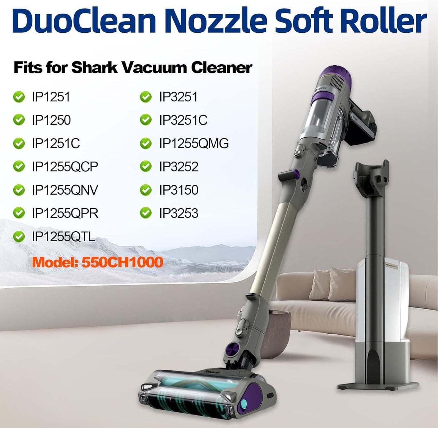 IP1251 IP3251 Vacuum Brush Replacement for Shark IP1250 IP1251C IP1255QCP IP3251C IP3252 IP3150 IP3253 PowerDetect Cordless Vacuum Cleaner, 2 Pack Brushrolls for All Floors