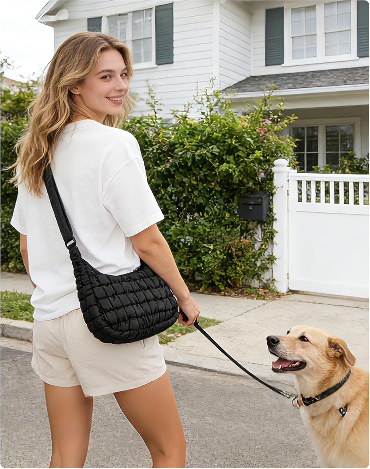 Quilted Crossbody Bag for Women, Lightweight Puffer Purse for Travel, Daily Use & Work | Water-resistant, Puffy Shoulder Bag, w/ Adjustable Strap, Light & Comfortable, Hands-free Bags, Travel Essentials
