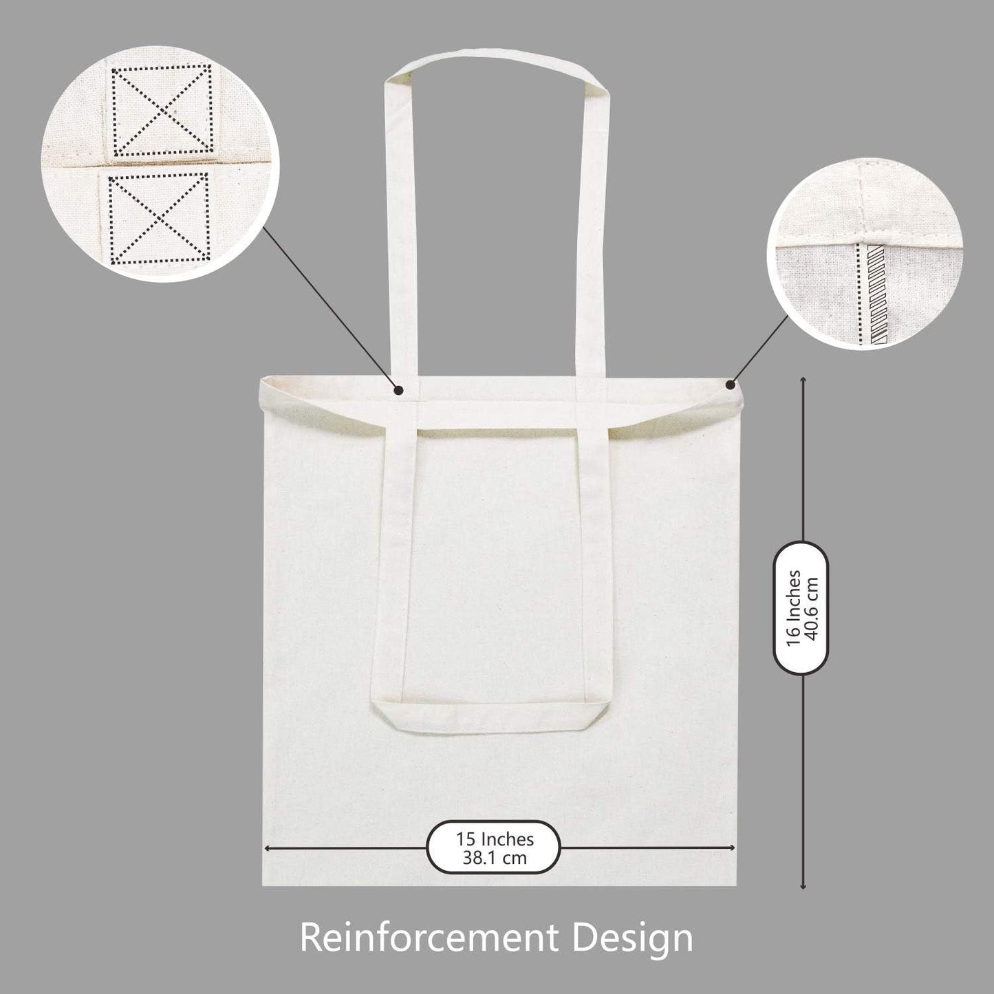 12-Pack Economical 16"x15" Cotton Tote Bags, Lightweight Medium Reusable Grocery Shopping Cloth Bags, Suitable for DIY, Advertising, Promotion, Gift, Activity