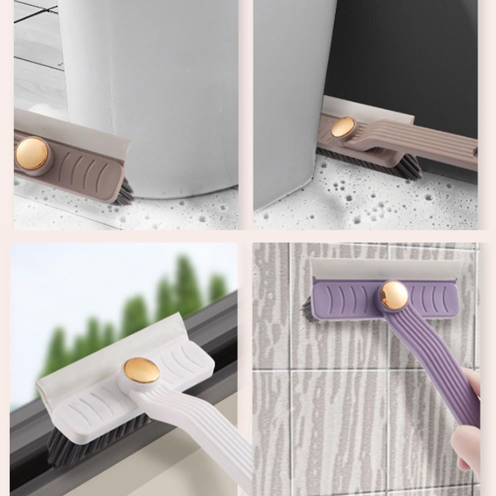 Multi-Function Rotating Crevice Cleaning Brush, 360° Rotating No Dead Corners Crevice Gap Brush Hard Bristle Crevice Gap Cleaning Brush, Household Cleaning Tool for Kitchen Bathroom (2, Purple)