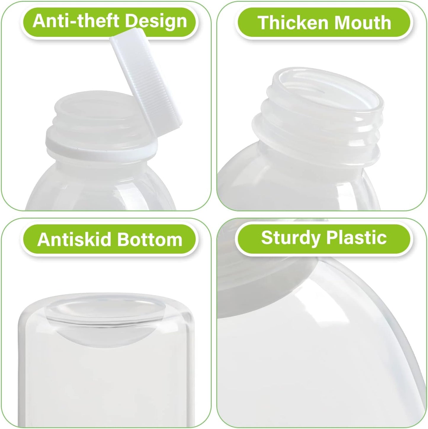 EONJOE Dishwasher Safe 16oz Plastic Bottles with Caps Reusable BPA Free PP5 Juice Milk Water Smoothie Bottle Heat-Resistant Refillable