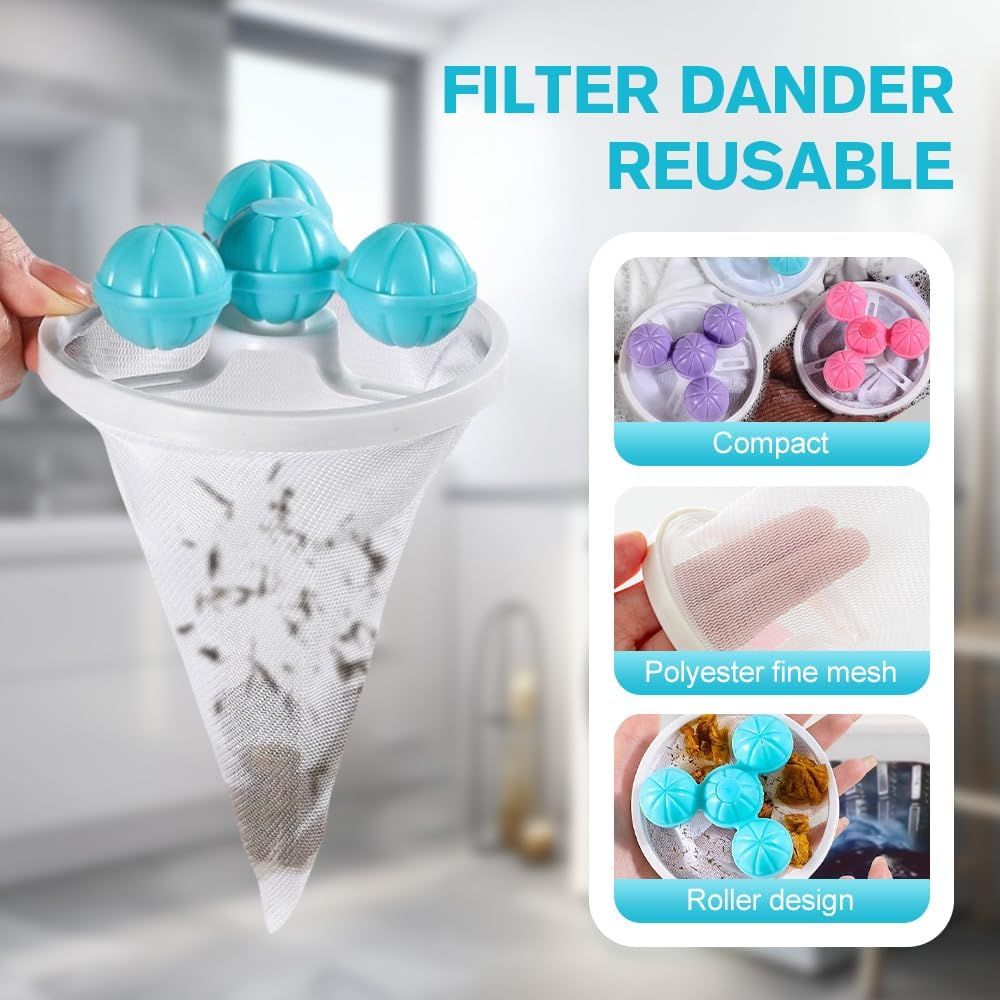 Floating Hair Filtering Mesh Removal, 2026 Upgrade Pet Hair Remover Laundry Reusable Lint Catcher for Washing Machine Hair Catcher Wool Device, Pet Hair (3, Mix)