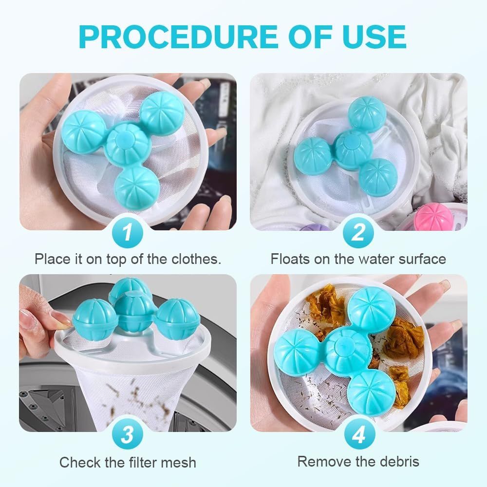 Floating Hair Filtering Mesh Removal, 2026 Upgrade Pet Hair Remover Laundry Reusable Lint Catcher for Washing Machine Hair Catcher Wool Device, Pet Hair (3, Mix)