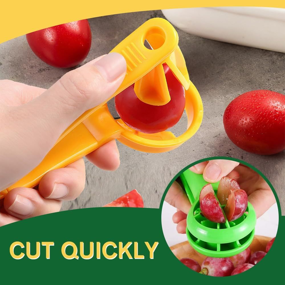 Cherry Tomato Strawberry Slicer, 2024 New Grape Cutter Grape Slicer for Toddlers, Grape Cutter Quarter Fruit Slicer tool for Vegetable Fruit Salad Cake Decoration (Red)