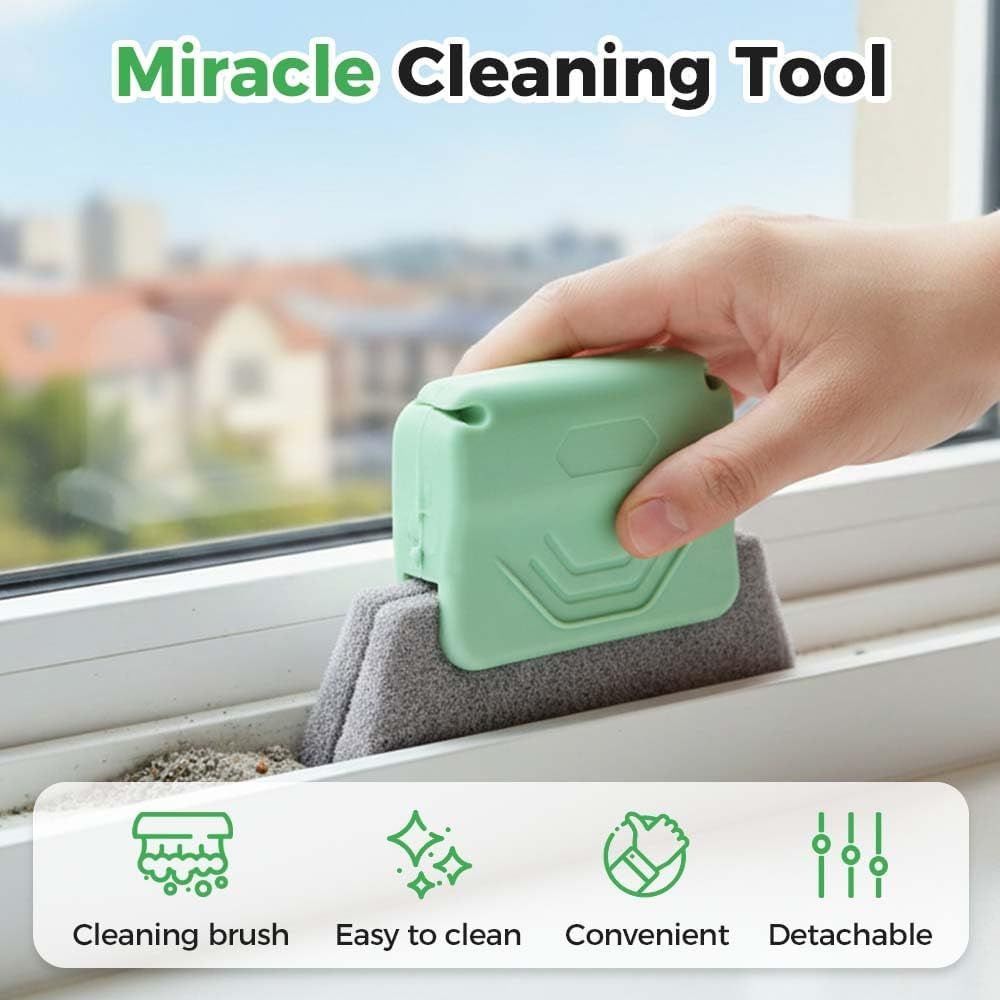 Magic Window Track Cleaner, 2026 Upgraded Handheld Window Track Cleaning Brush Tools Set, Grooves Cleaning Brush Tools Set, Tile Grout Lines, Shutter Slats, Car AC Vents and Narrow Gaps (9)