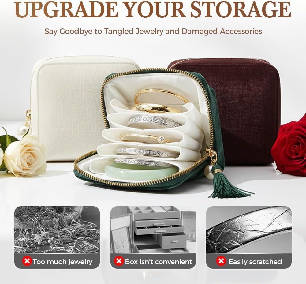 Travel Jewelry Case, Small Velvet Jewelry Pouch Bag with Zipper, Mini Portable Organizer for Earrings Rings Necklaces, Anti-Scratch Portable Storage Bag (Smog Blue)