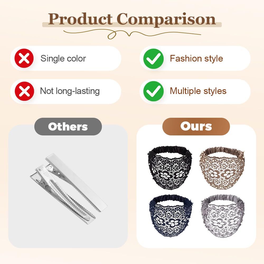 2025 New Elegant Floral Beaded Headbands for Women, Wide Lace Hair Bandanas, Boho Hair Accessories (5PCS, one size)