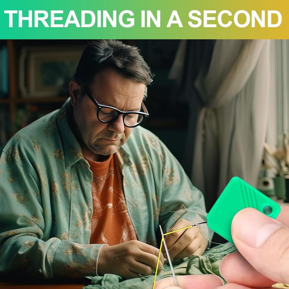 2025 Upgraded Needle Threaders, Sewing Machine Needle Threader, Needle Threaders for Hand Sewing, Embroidery Floss, Yarn, Quickly and Easily Threads Needles Tools (Green)
