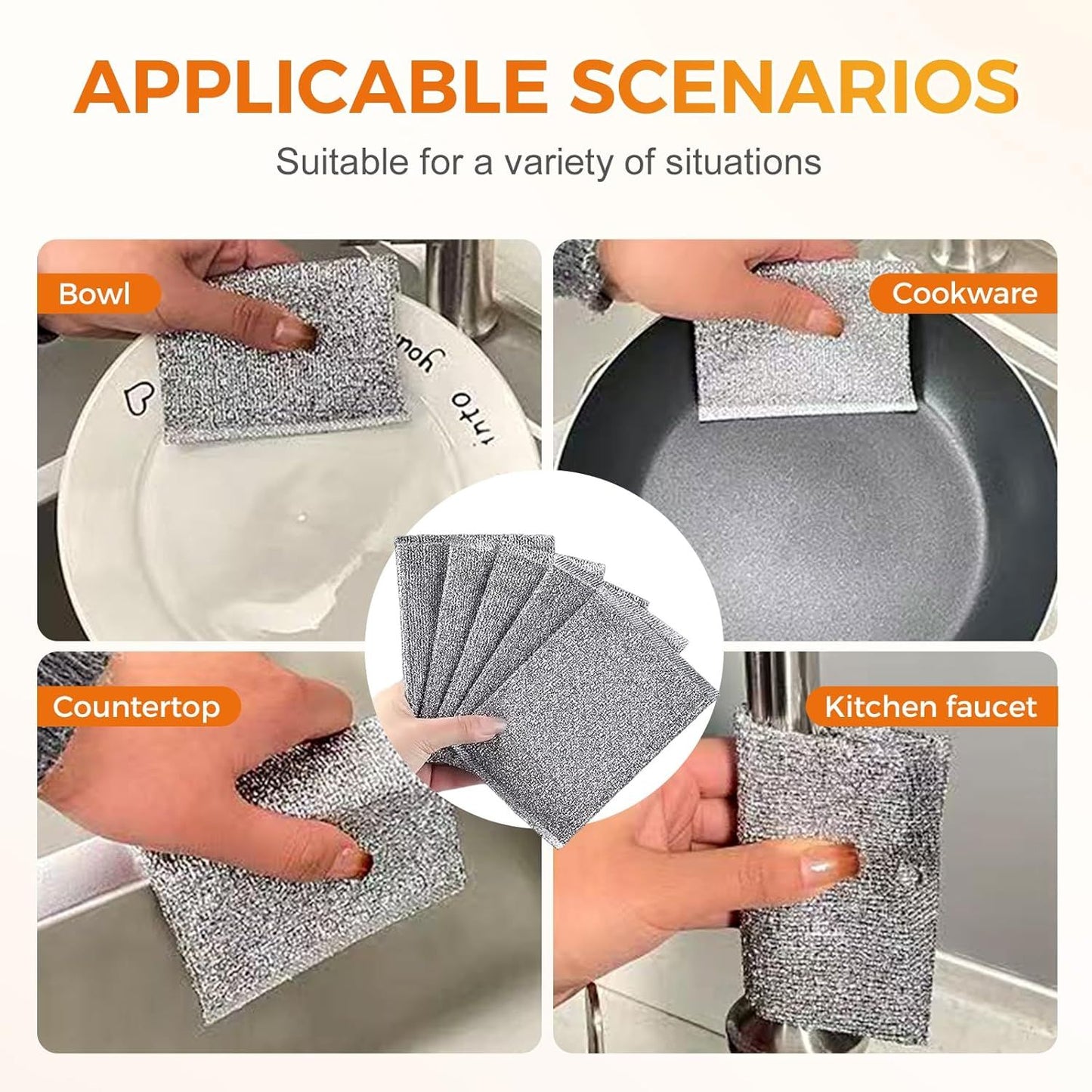 Multipurpose Wire Dishwashing Rag, Non-Scratch Wire Dishcloth for Wet & Dry Use - Reusable Metal Scrubbing Pad for Dishes & Sinks, All-Purpose Kitchen Sponge Cloth (2025 New) (3)