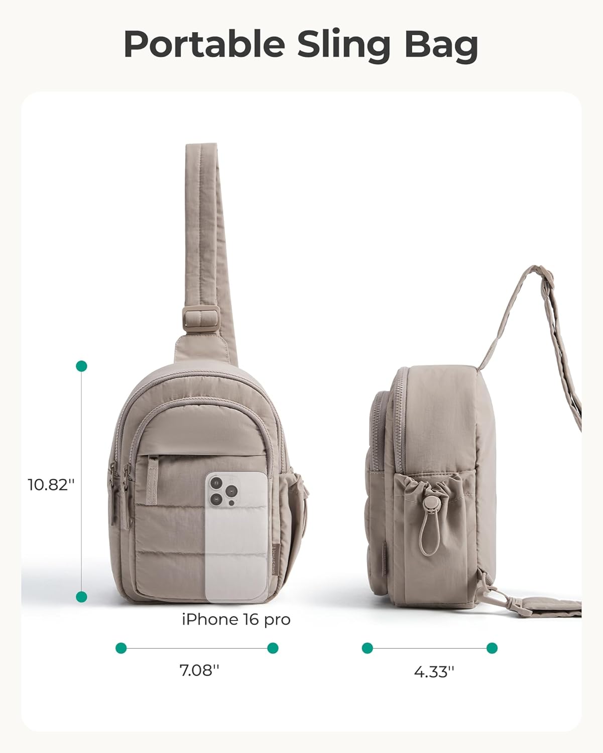 Small Sling Bag for Women, Puffer Crossbody Bag Purses Hobo Handbag Fanny Packs for Travel Hiking