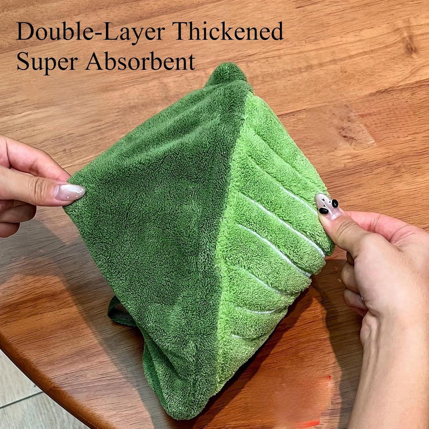 2 Pcs Set Leaf Design Coral Fleece Hand Towel Soft Absorbent Towel for Kitchen, Bathroom, and Countertop Decor