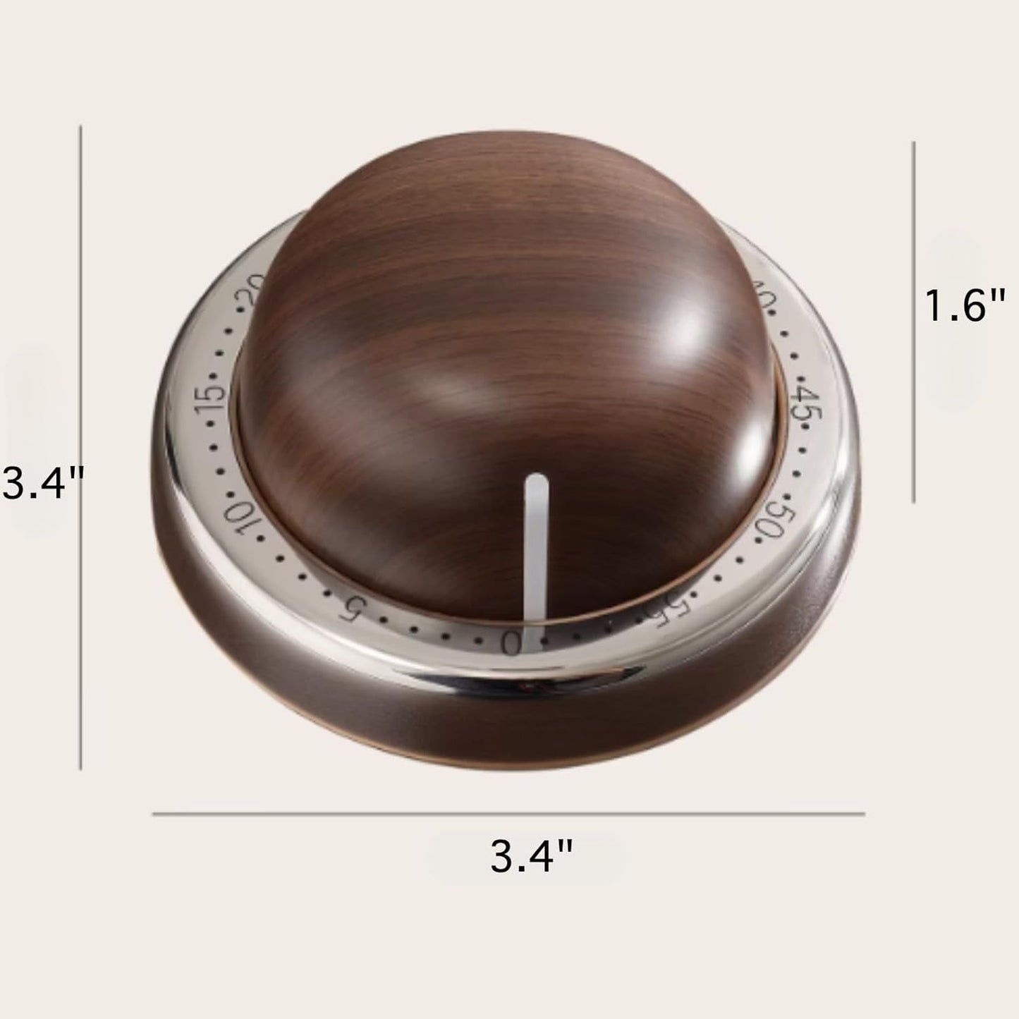 Modern Mechanical Kitchen Timer with Wood Grain Design, Stainless Steel Base, Easy-to-Use Cooking Timer for Home