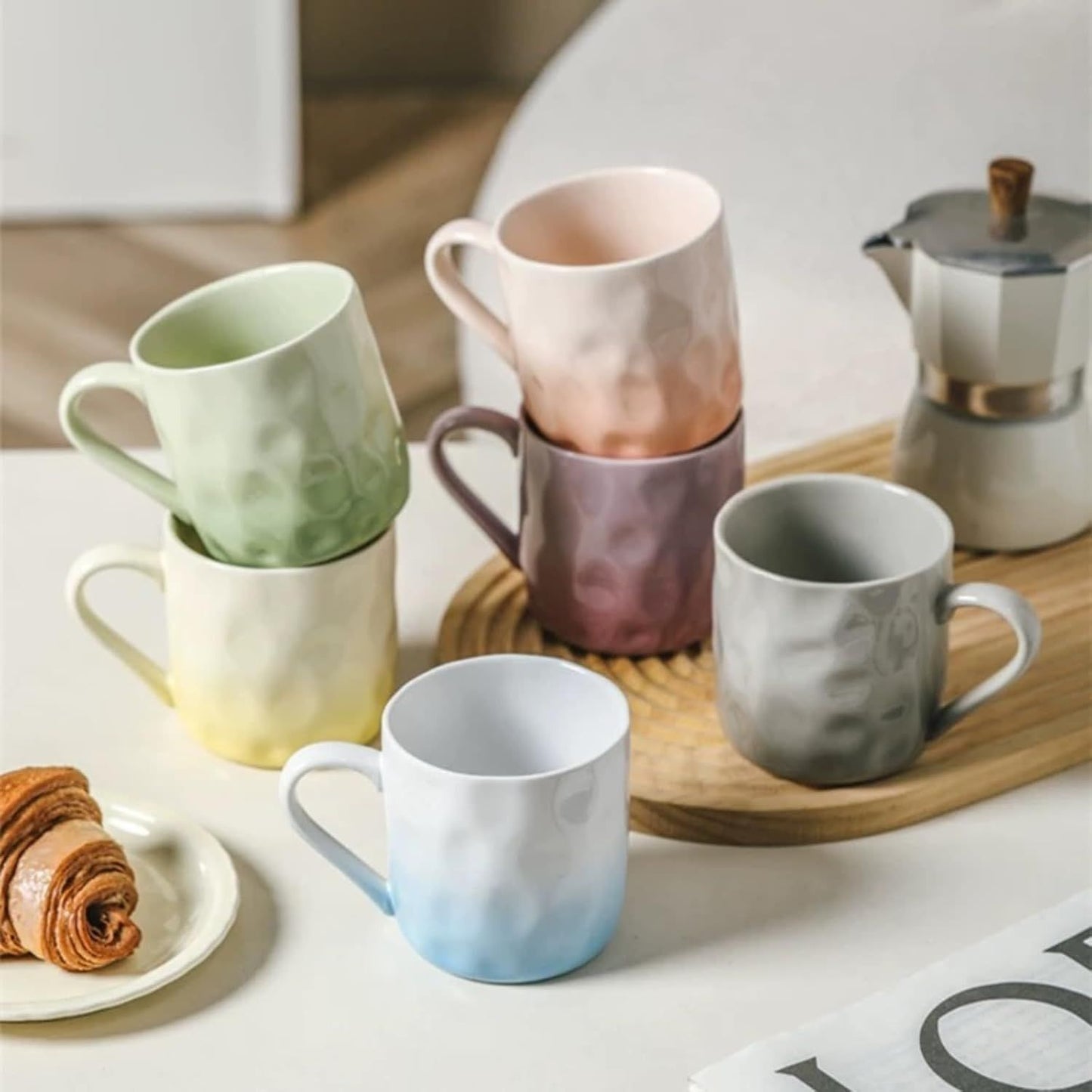 13 Oz Ombre Ceramic Coffee Mug Tea Mug, Home Drinking Cups for Matching Family and Couples (purple,13 Oz)
