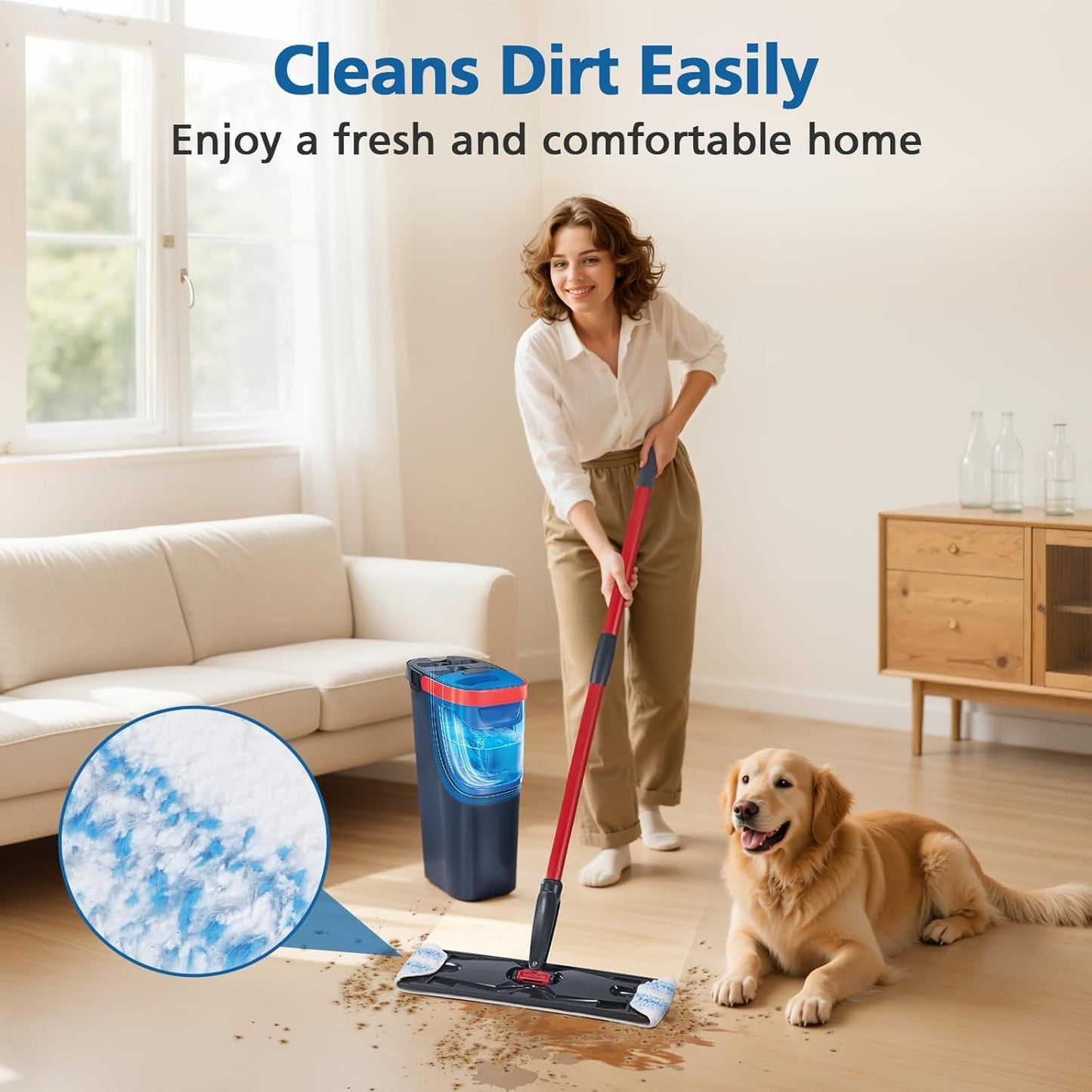 6 Pack H2prO Mop Pads Compatible with O Ceda H2PrO Flat Mop System, 100% Microfiber Mop Head Replacements, Washable and Reusable for H2prO Mop Refills, White