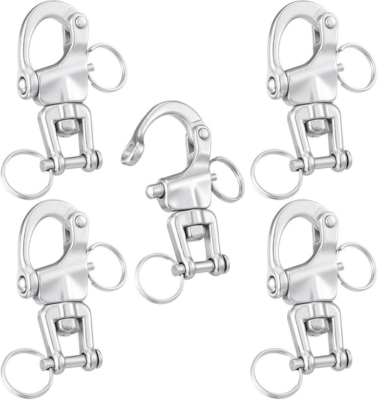 316 Stainless Steel Swivel Snap Shackle Clevis Quick Heavy Duty Release Spring Hook Marine Grade Sailing Halyard Shackle for Boat Rigging Industrial Lifting Climbing